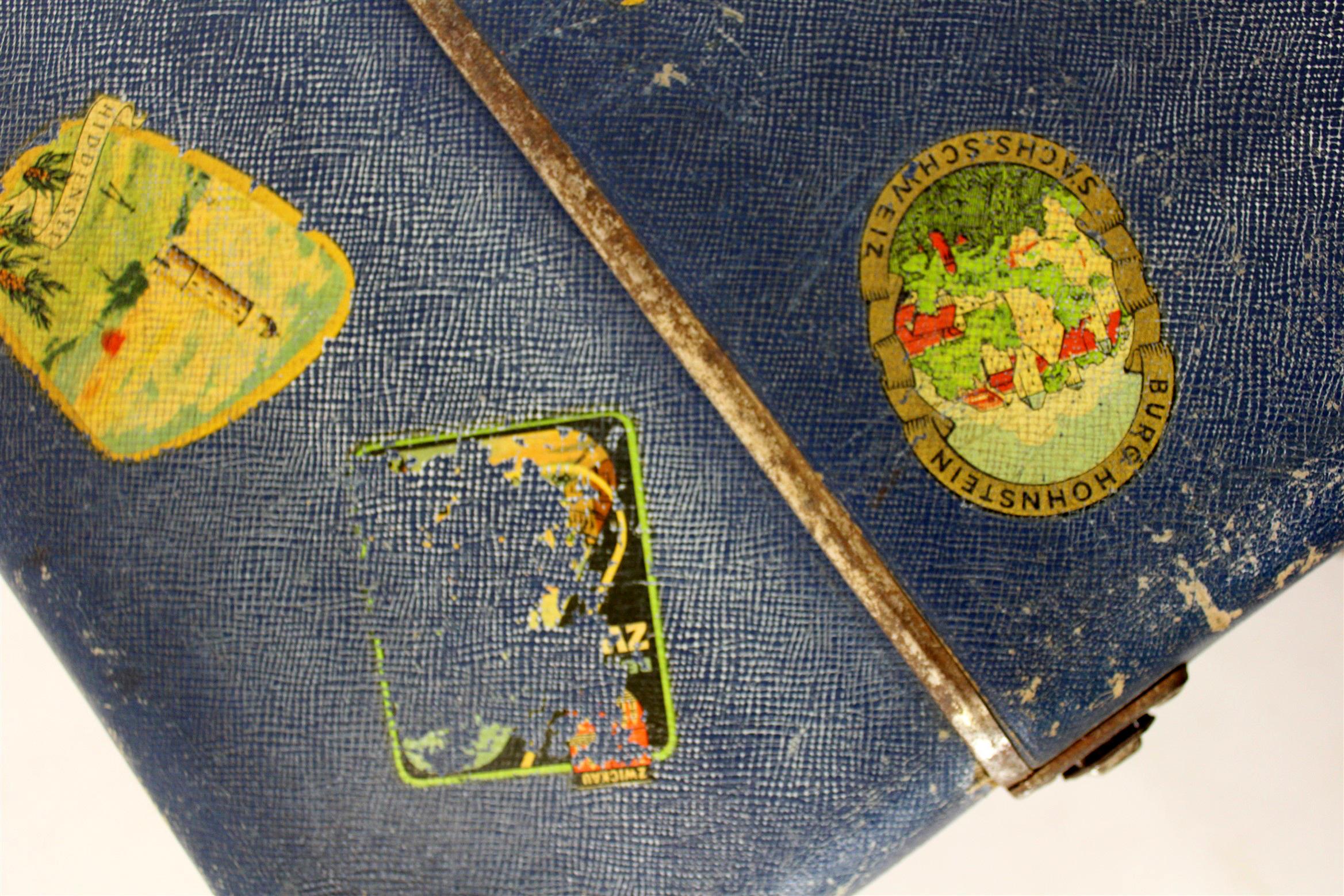 Vintage Suitcase with Original Luggage Labels, 1950s For Sale 4