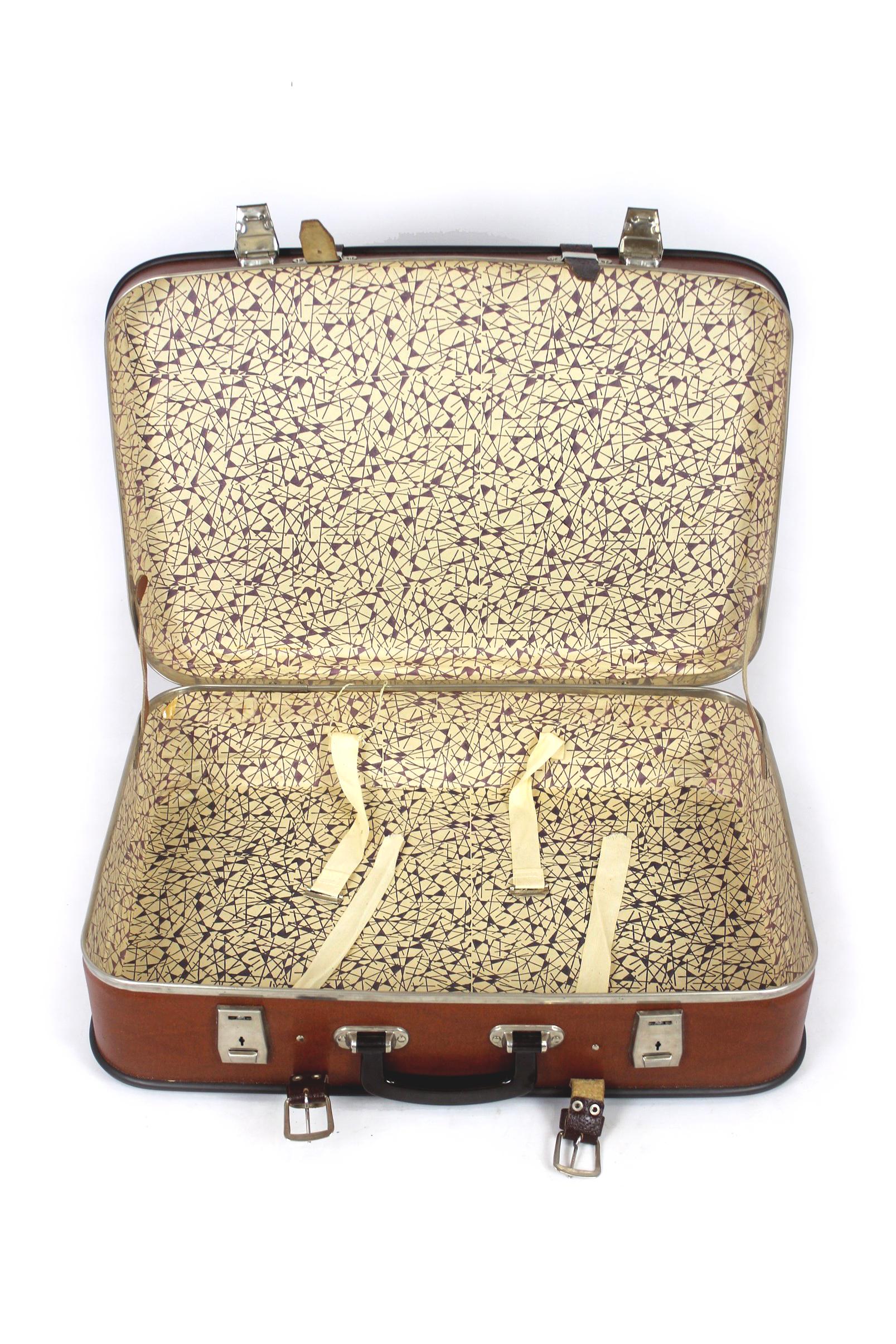 Vintage Suitcase with Original Stickers, 1960s 5