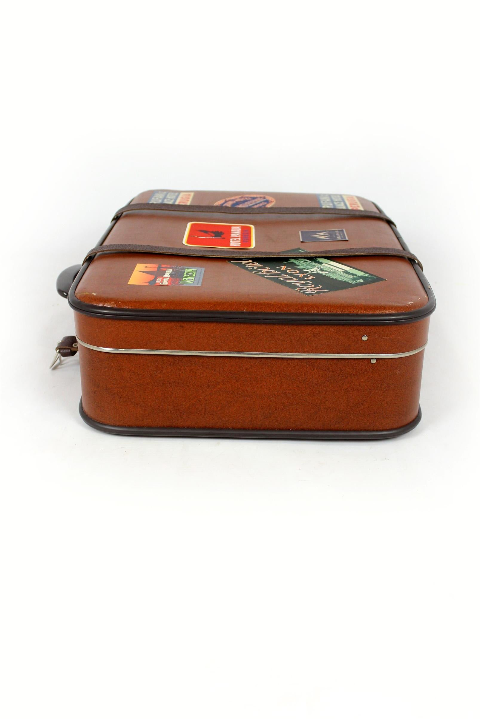 Vintage Suitcase with Original Stickers, 1960s 7