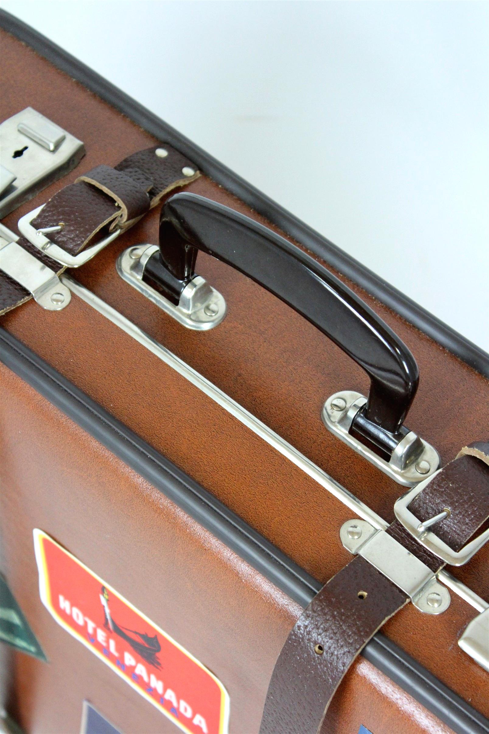 Vintage Suitcase with Original Stickers, 1960s 13