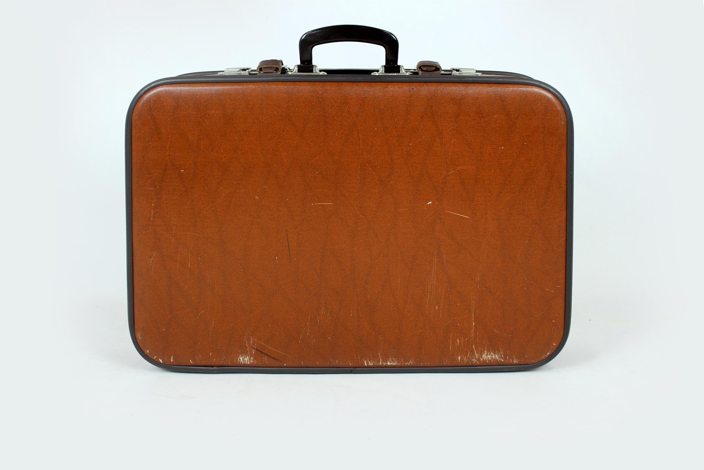 Vintage Suitcase with Original Stickers, 1960s 14