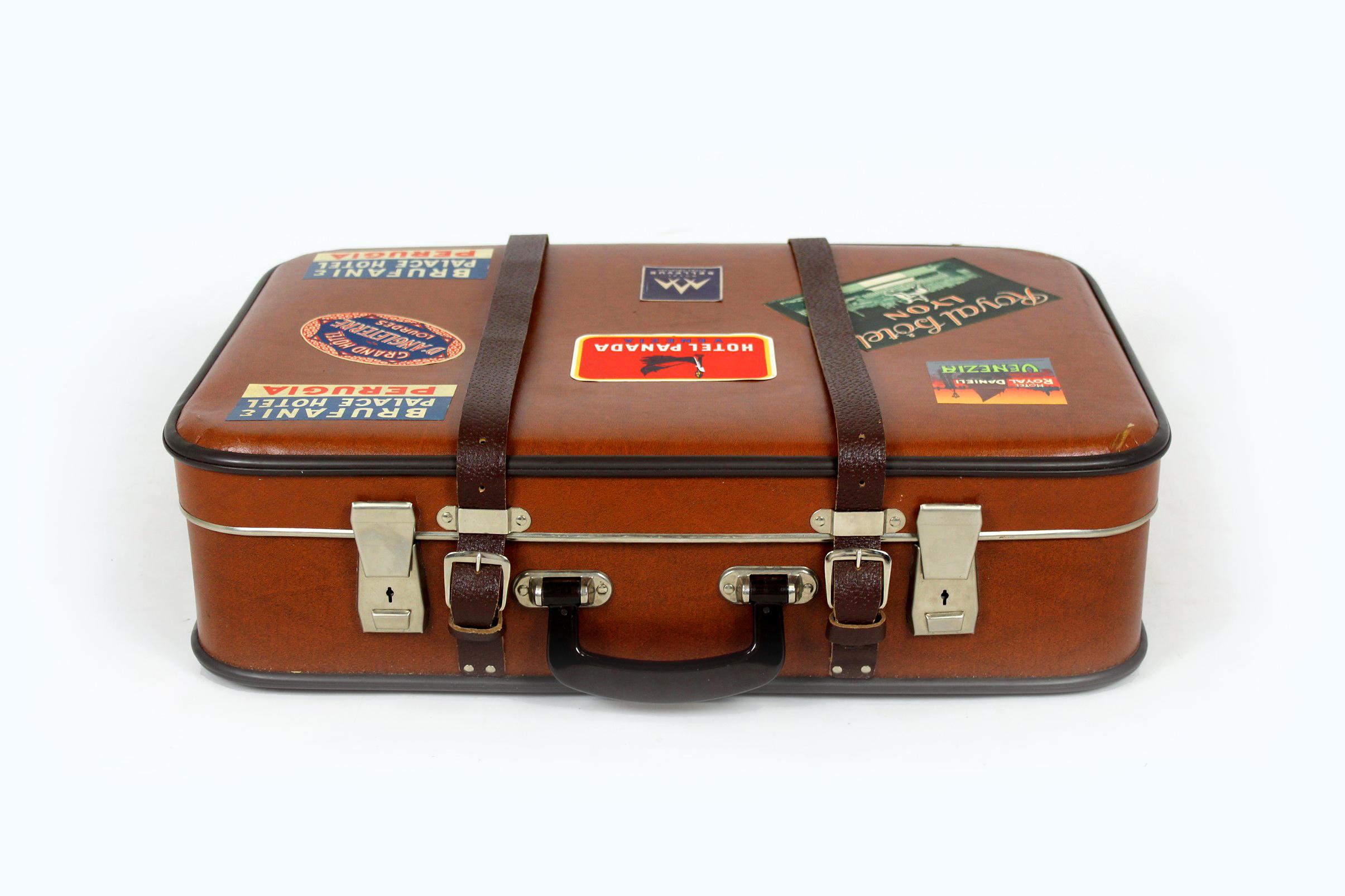 Vintage Suitcase with Original Stickers, 1960s 3