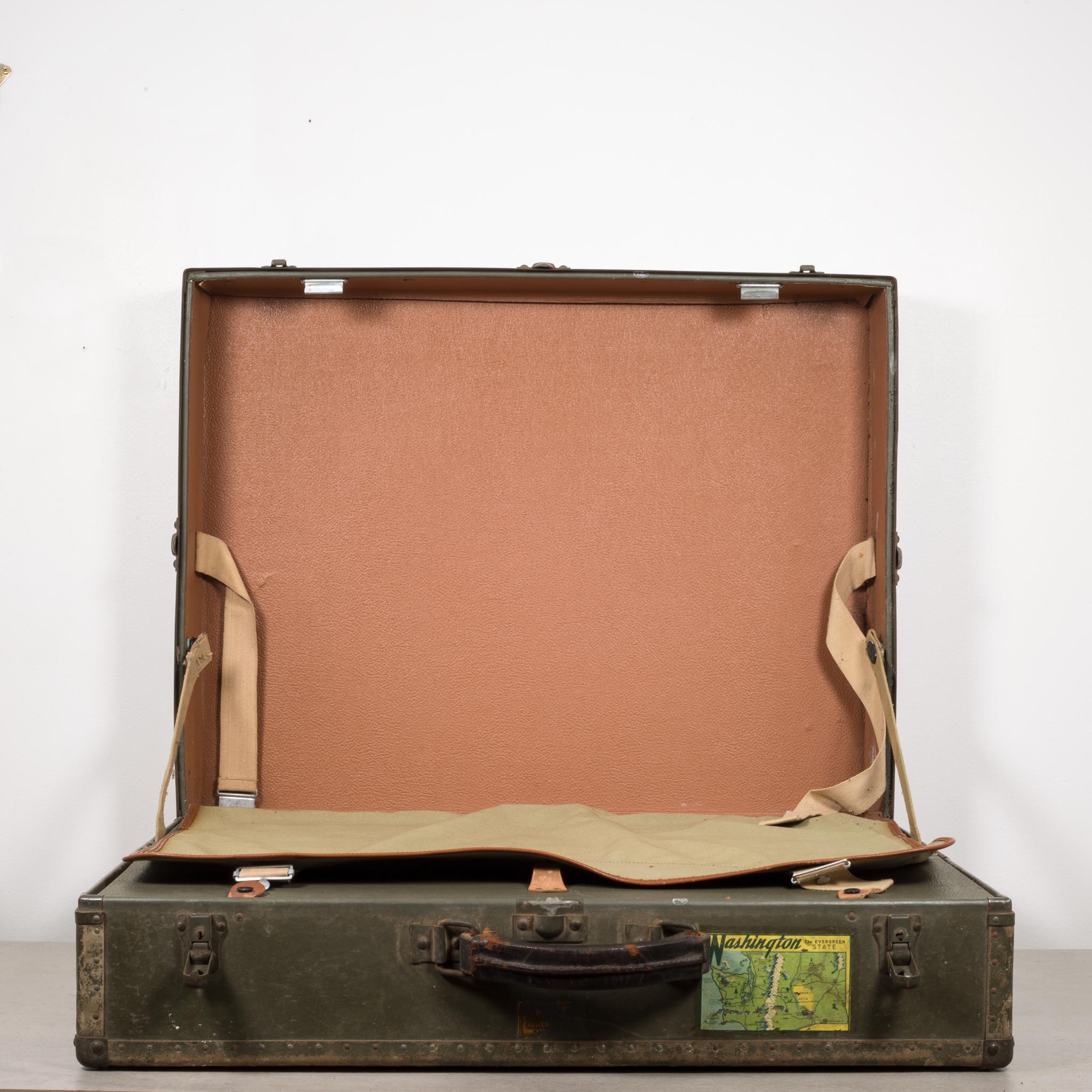 Vintage Suitcase with Original Travel Stickers, circa 1940-1950 2