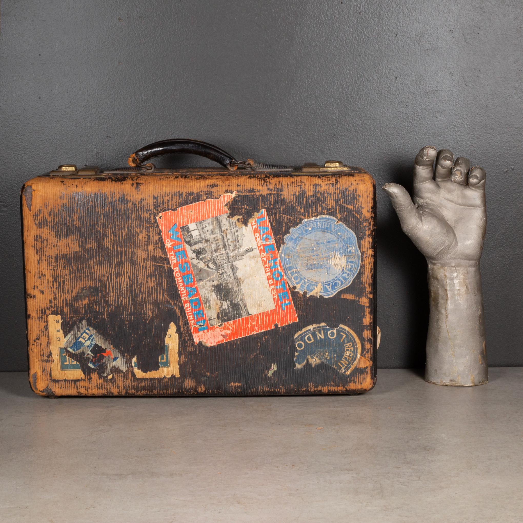 Vintage Suitcase with Original Travel Stickers c.1950 4