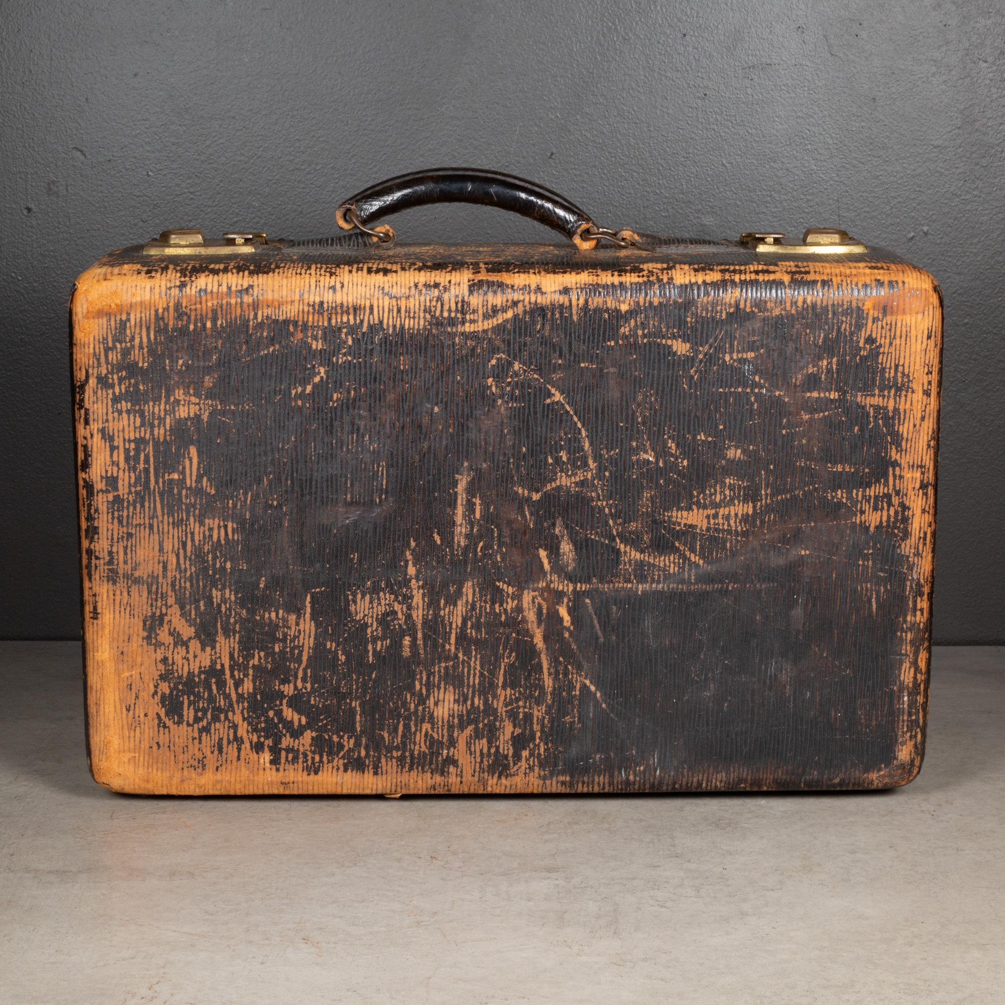 Industrial Vintage Suitcase with Original Travel Stickers c.1950