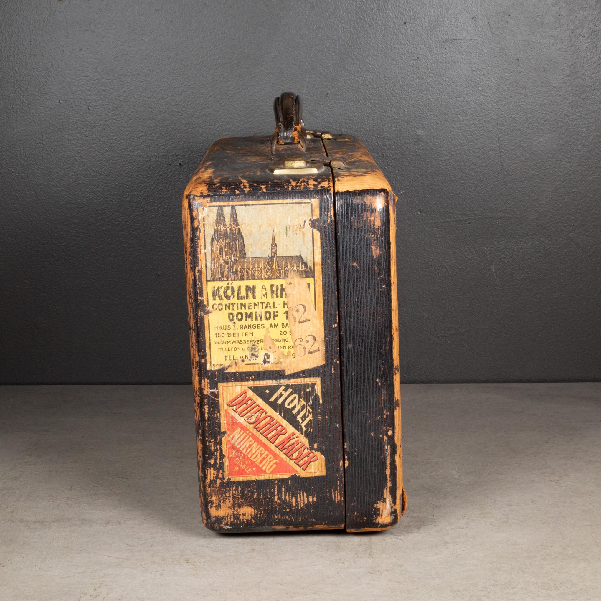 Vintage Suitcase with Original Travel Stickers c.1950 In Good Condition In San Francisco, CA
