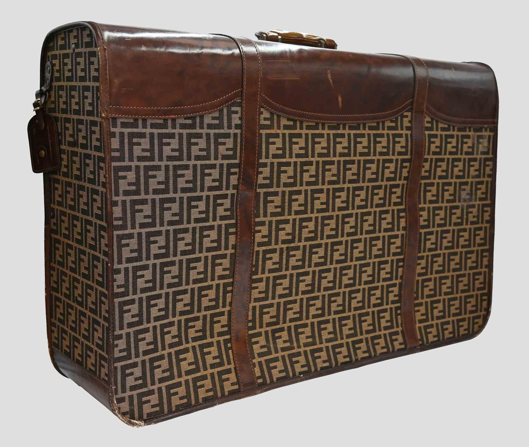 Vintage Suitcases Set by Fendi, Brown Monogram Travel, 1980s For Sale 6