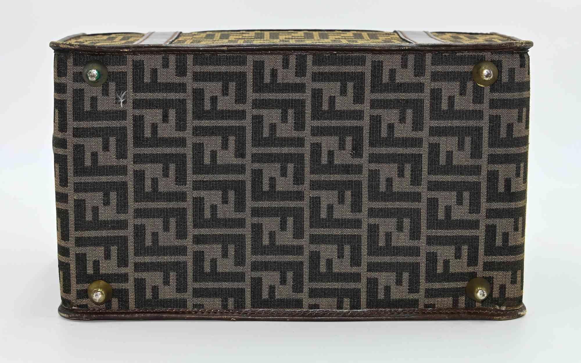 Late 20th Century Vintage Suitcases Set by Fendi, Brown Monogram Travel, 1980s For Sale
