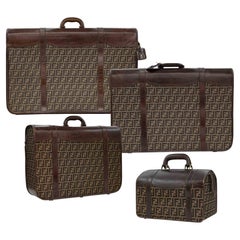 Vintage-Reisekoffer-Set von Fendi mit braunem Monogramm, 1980er Jahre