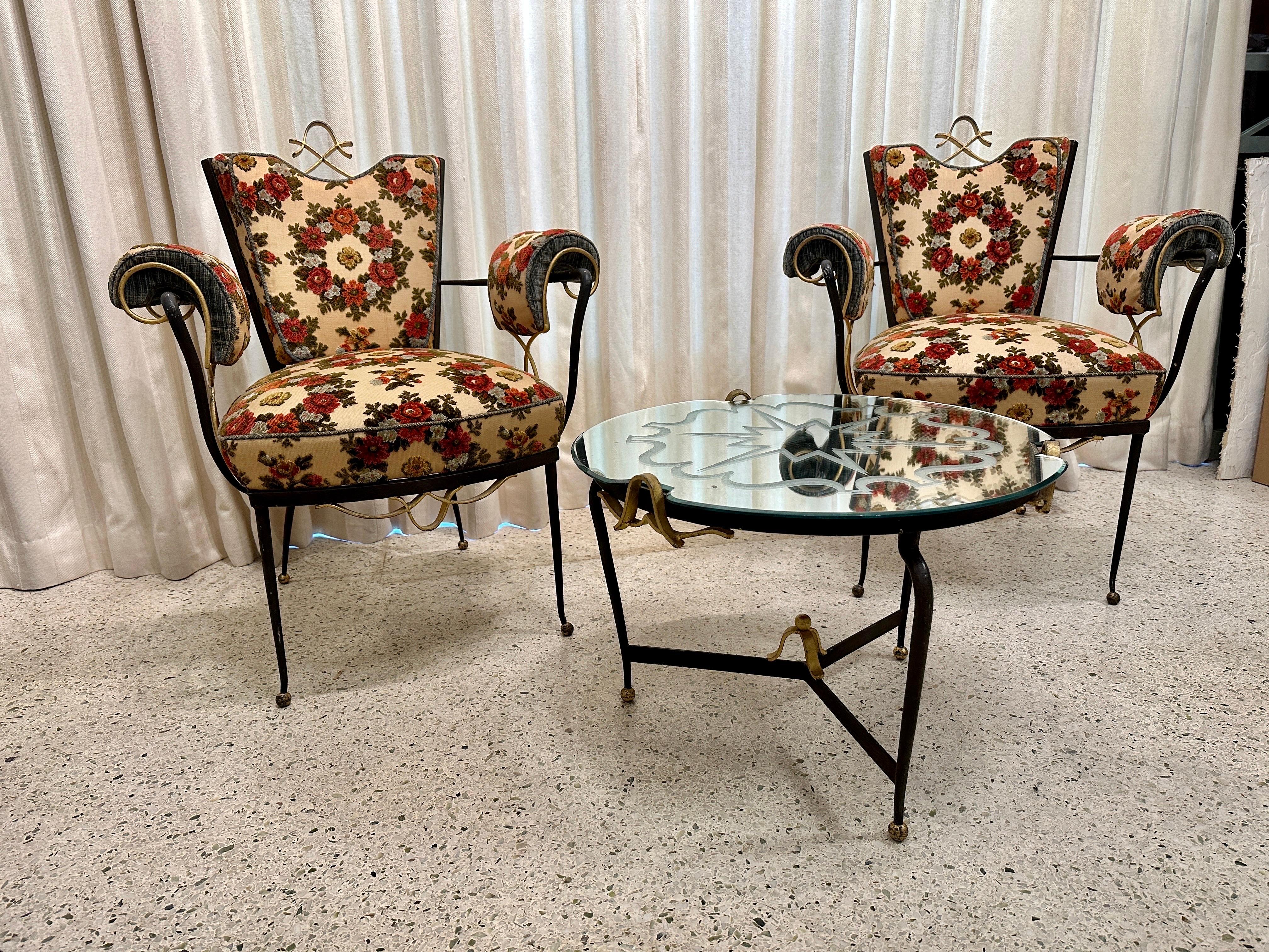 Vintage  Suite of French Armchairs and Coffee For Sale 5