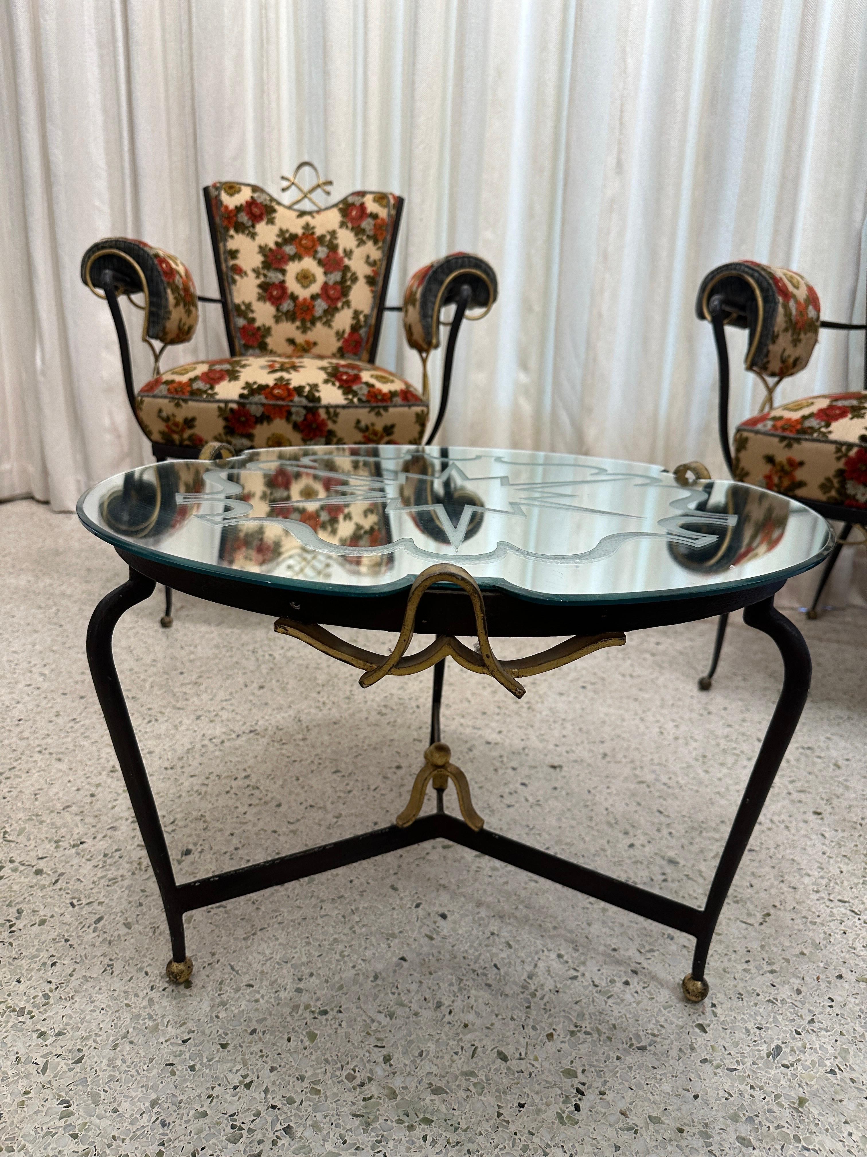 Mid-20th Century Vintage  Suite of French Armchairs and Coffee For Sale