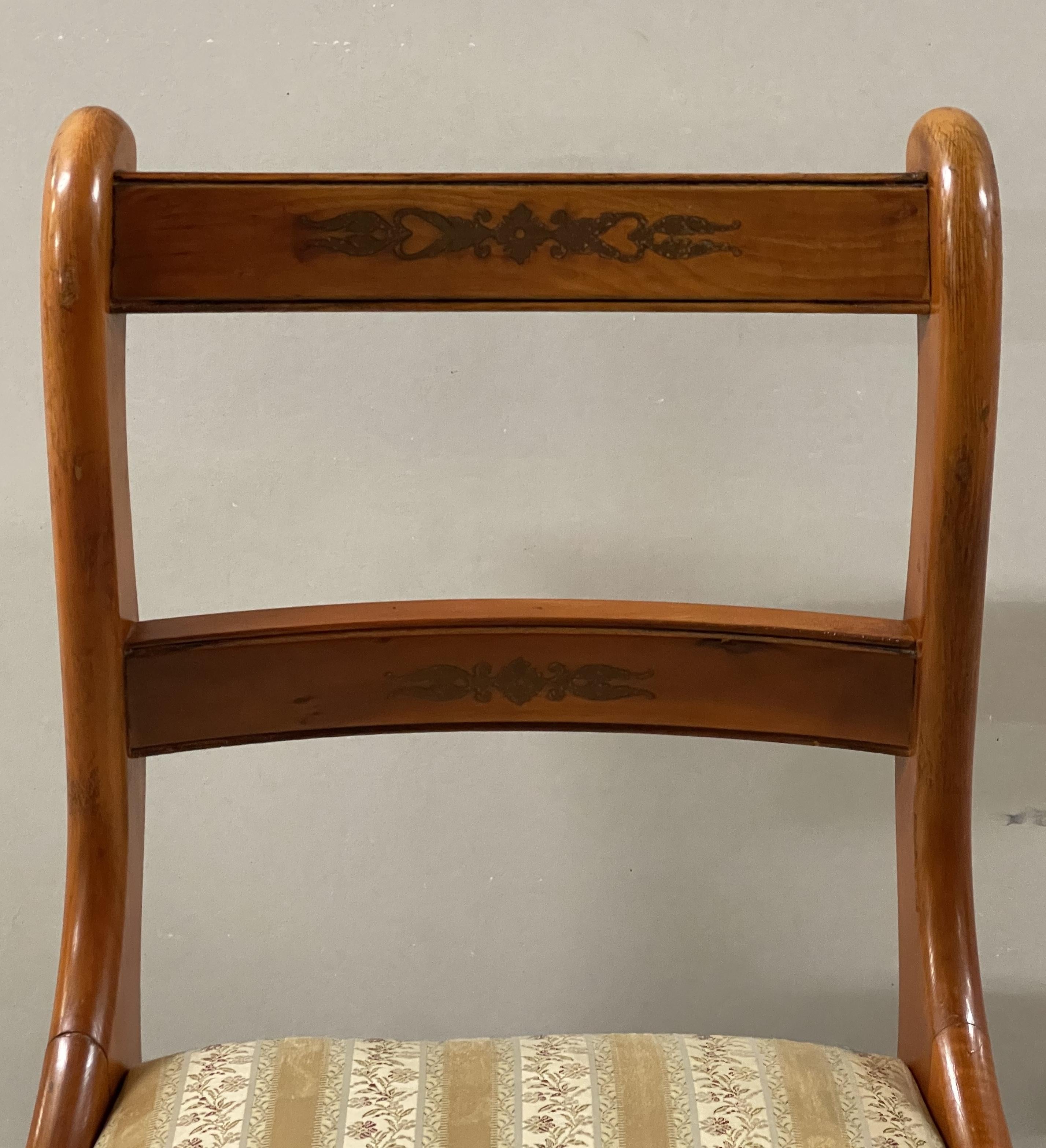 Vintage Suite of Six Yew Wood Dining Chairs Including Two Carvers 10