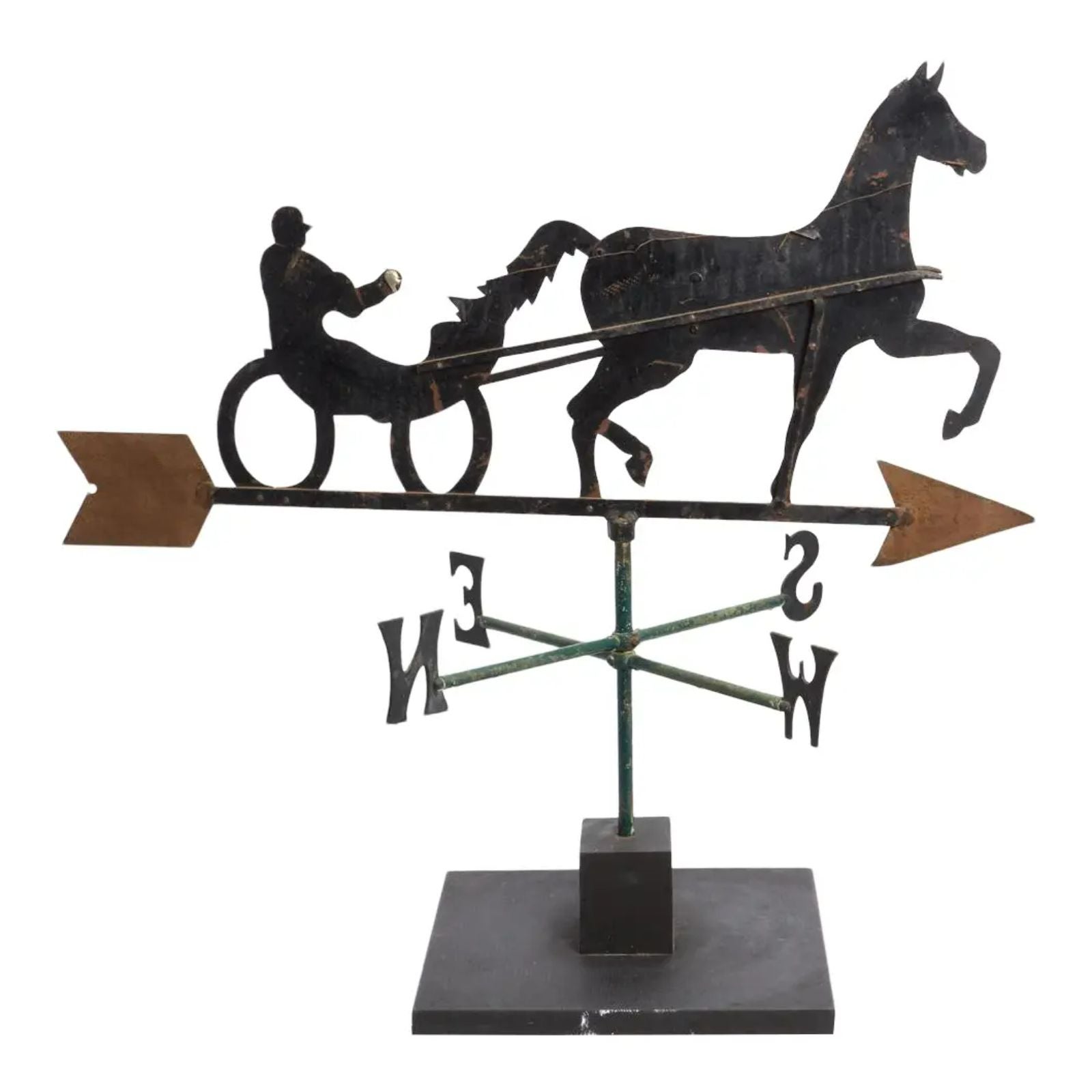 Vintage Sulky and Rider Folk Art Weather Vane, 1940s For Sale