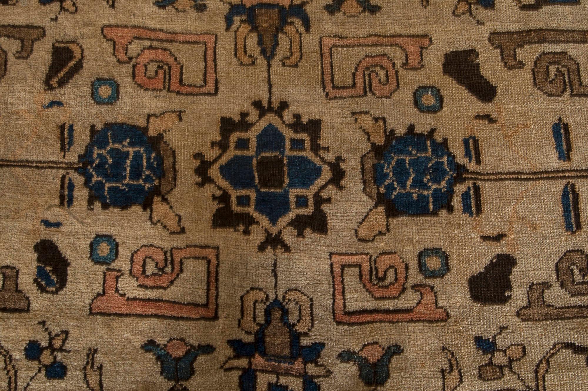 Vintage Sultanabad beige, braun, blau handgefertigter Wollteppich
Größe: 12'4