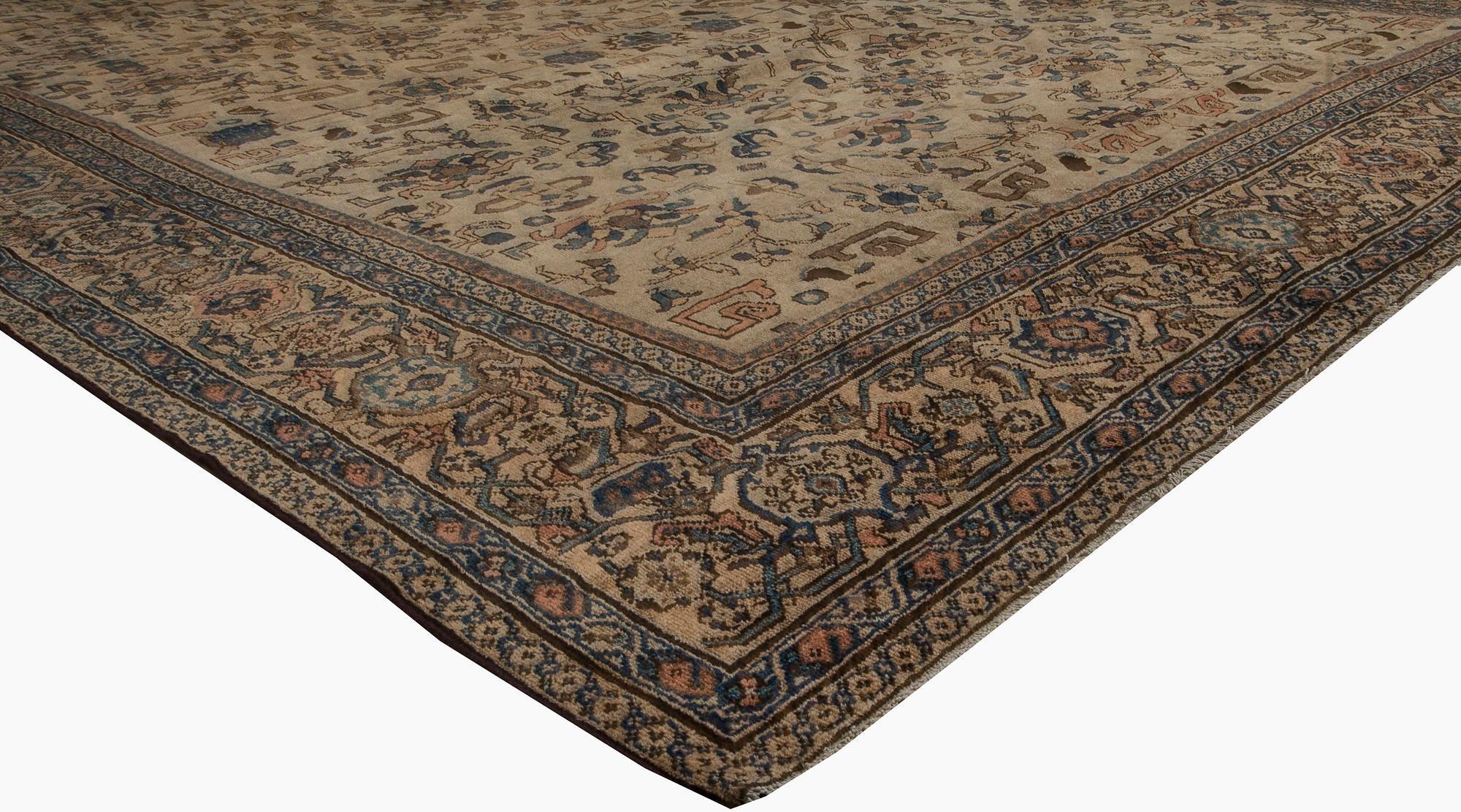 19th Century Vintage Sultanabad Handmade Wool Rug For Sale