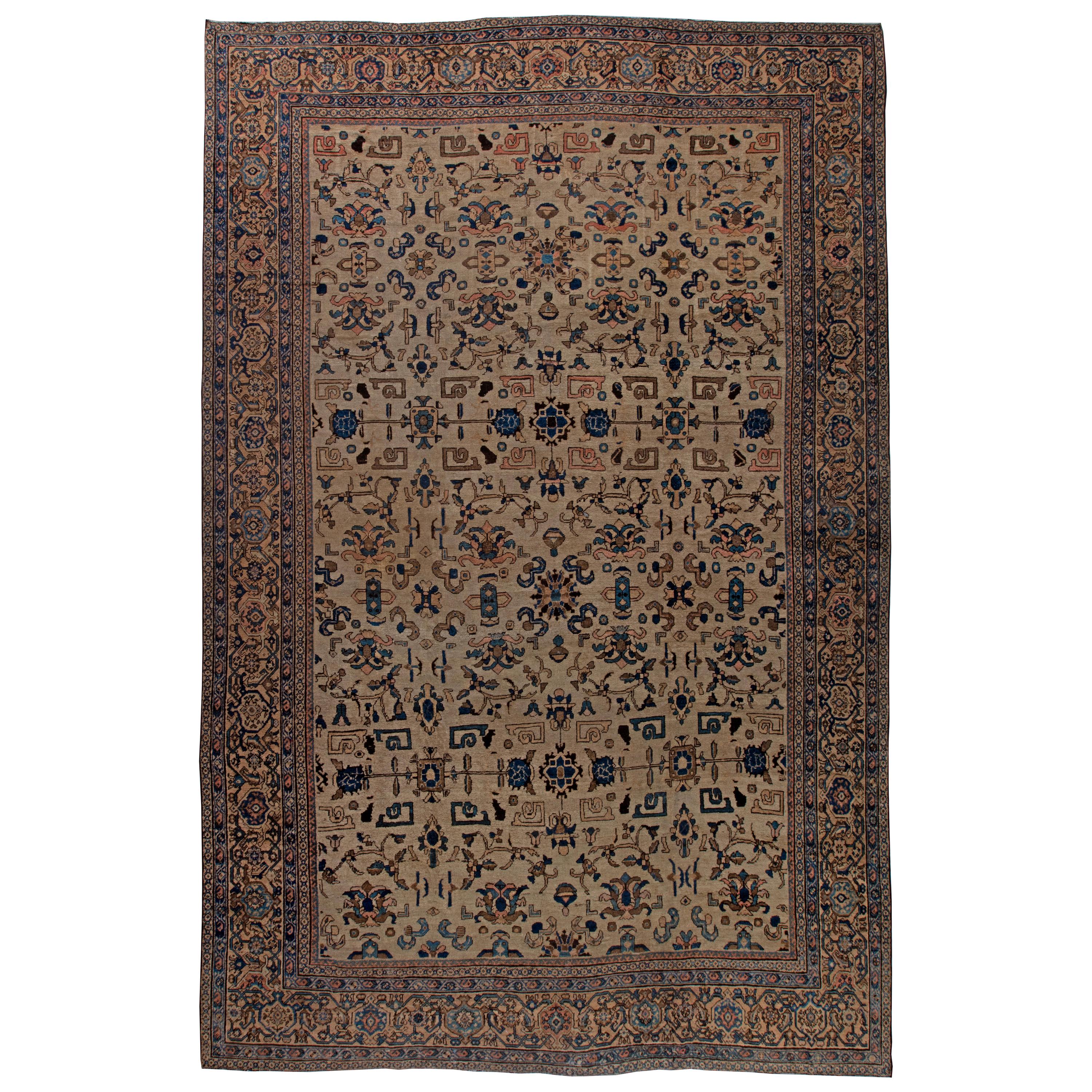 Vintage Sultanabad Handmade Wool Rug For Sale