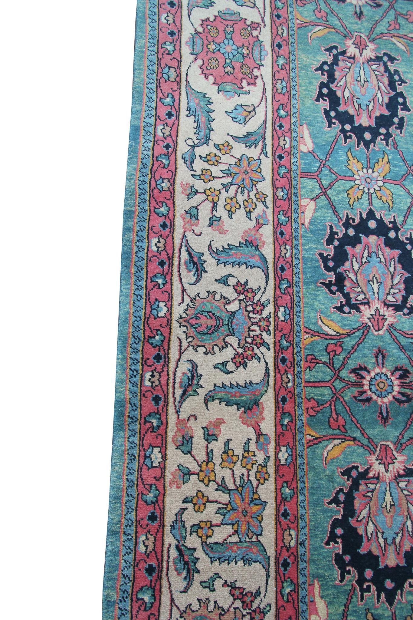 Mid-20th Century Vintage Sultanabad Mahal Rug Art Nouveau Rug Geometric Overall For Sale