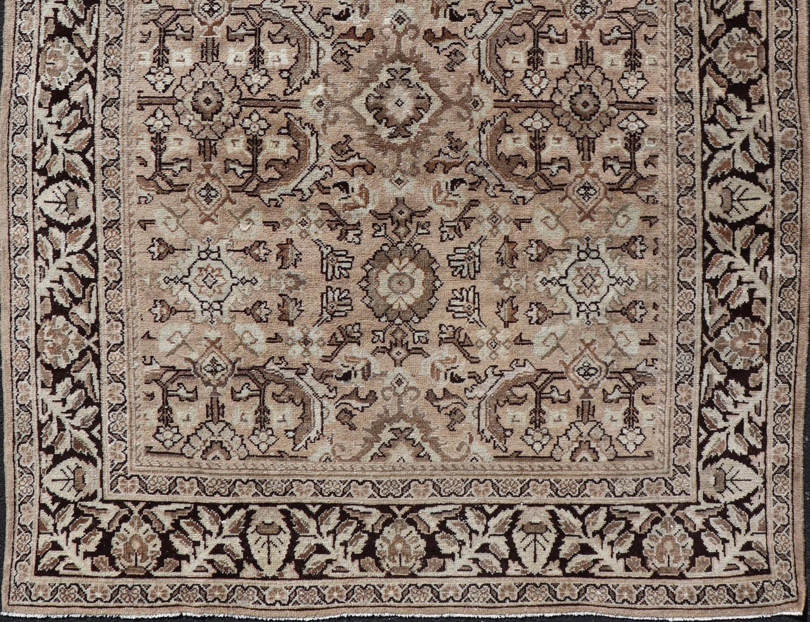 Hand-Knotted Vintage Sultanabad-Mahal Rug with All-Over Sub-Geometric Medallion Design For Sale