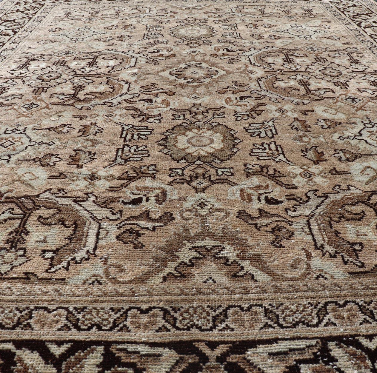 Wool Vintage Sultanabad-Mahal Rug with All-Over Sub-Geometric Medallion Design For Sale