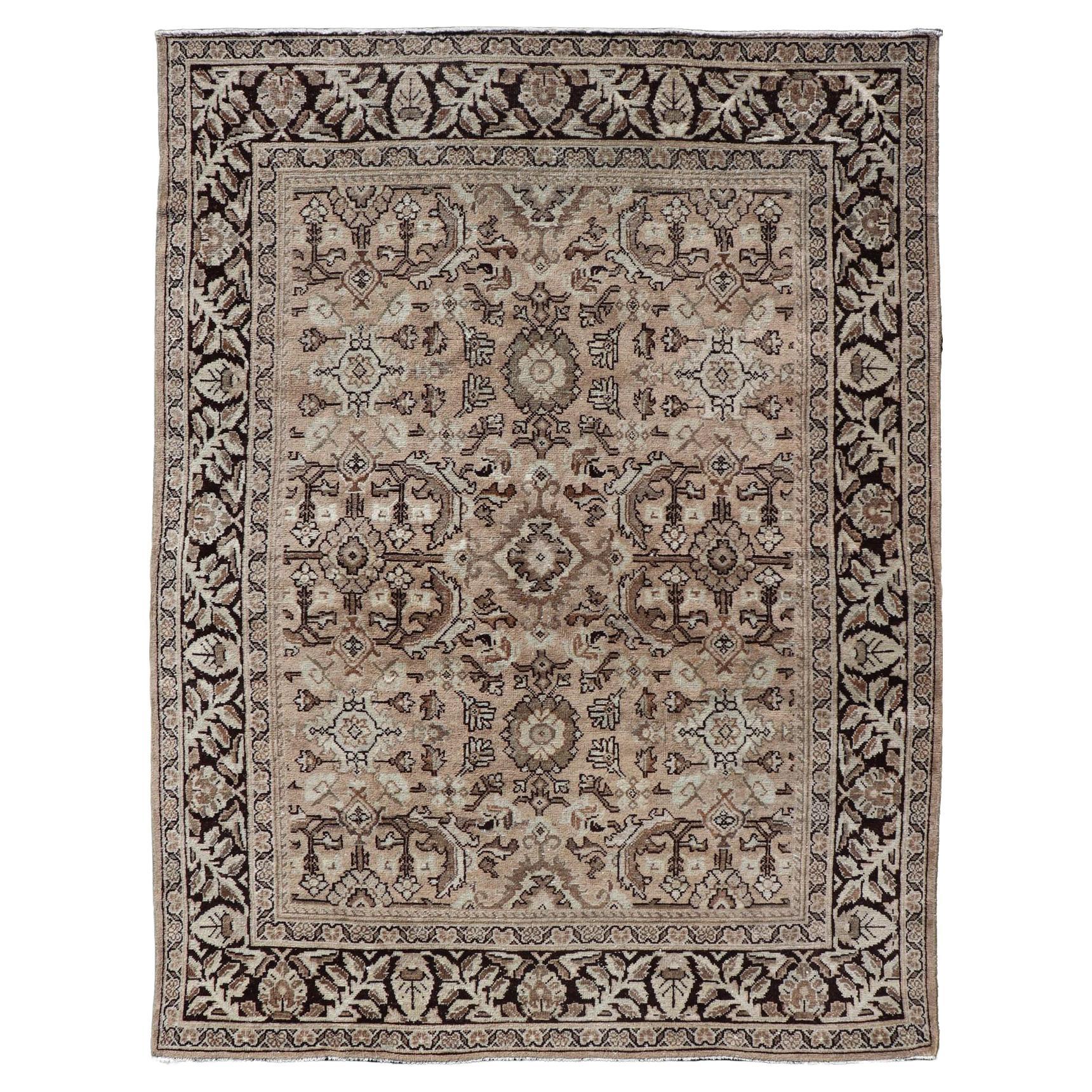 Vintage Sultanabad-Mahal Rug with All-Over Sub-Geometric Medallion Design