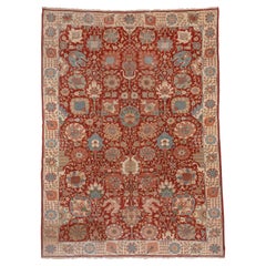 Sultanabad Rugs d'epoca con campo rosso mattone e motivi di palmette e cipressi