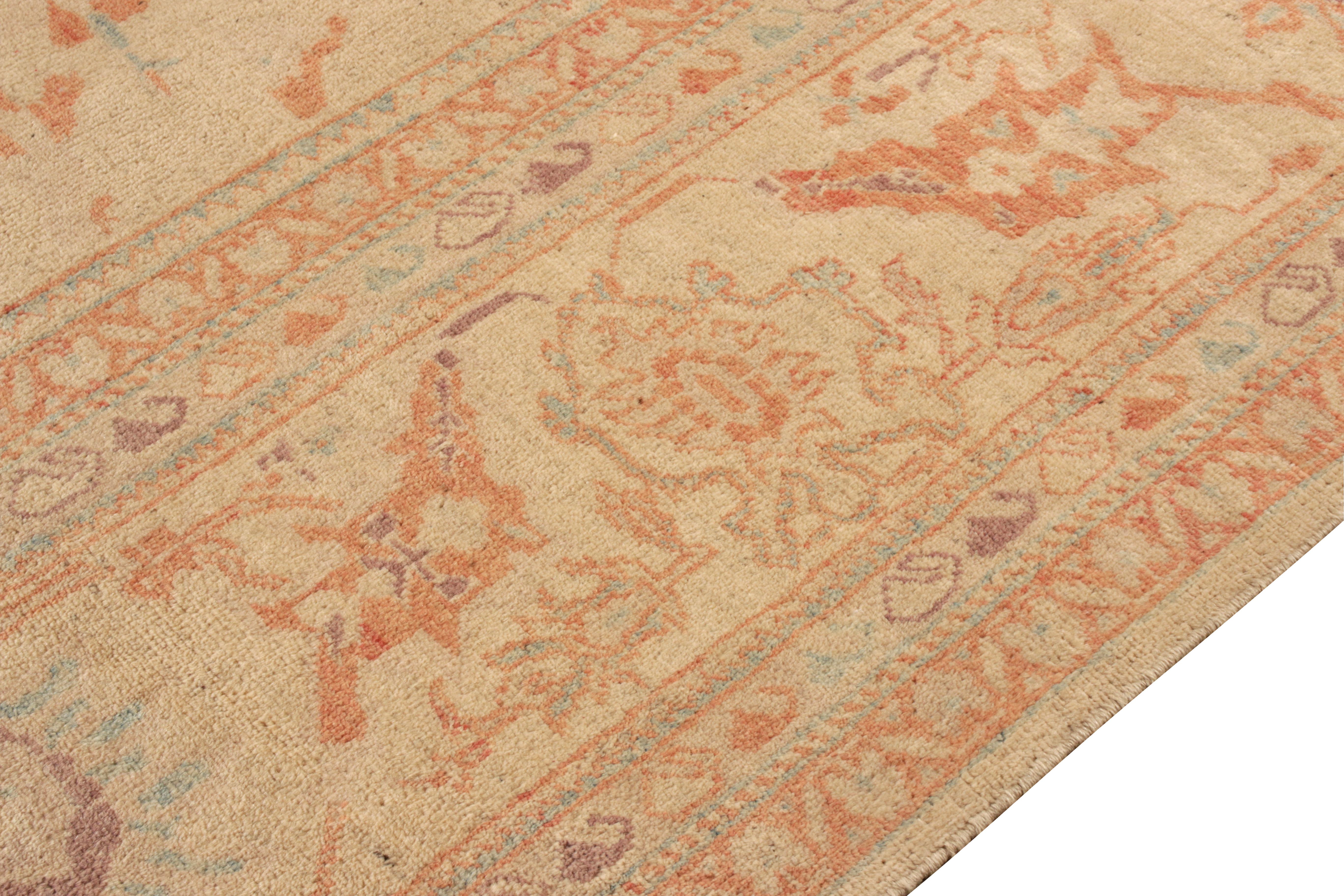 Hand-Knotted Vintage Sultanabad Rug in All over Beige, Orange Floral Pattern by Rug & Kilim For Sale