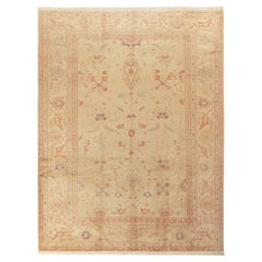 Tapis Sultanabad vintage en beige, motif floral orange par Rug & Kilim
