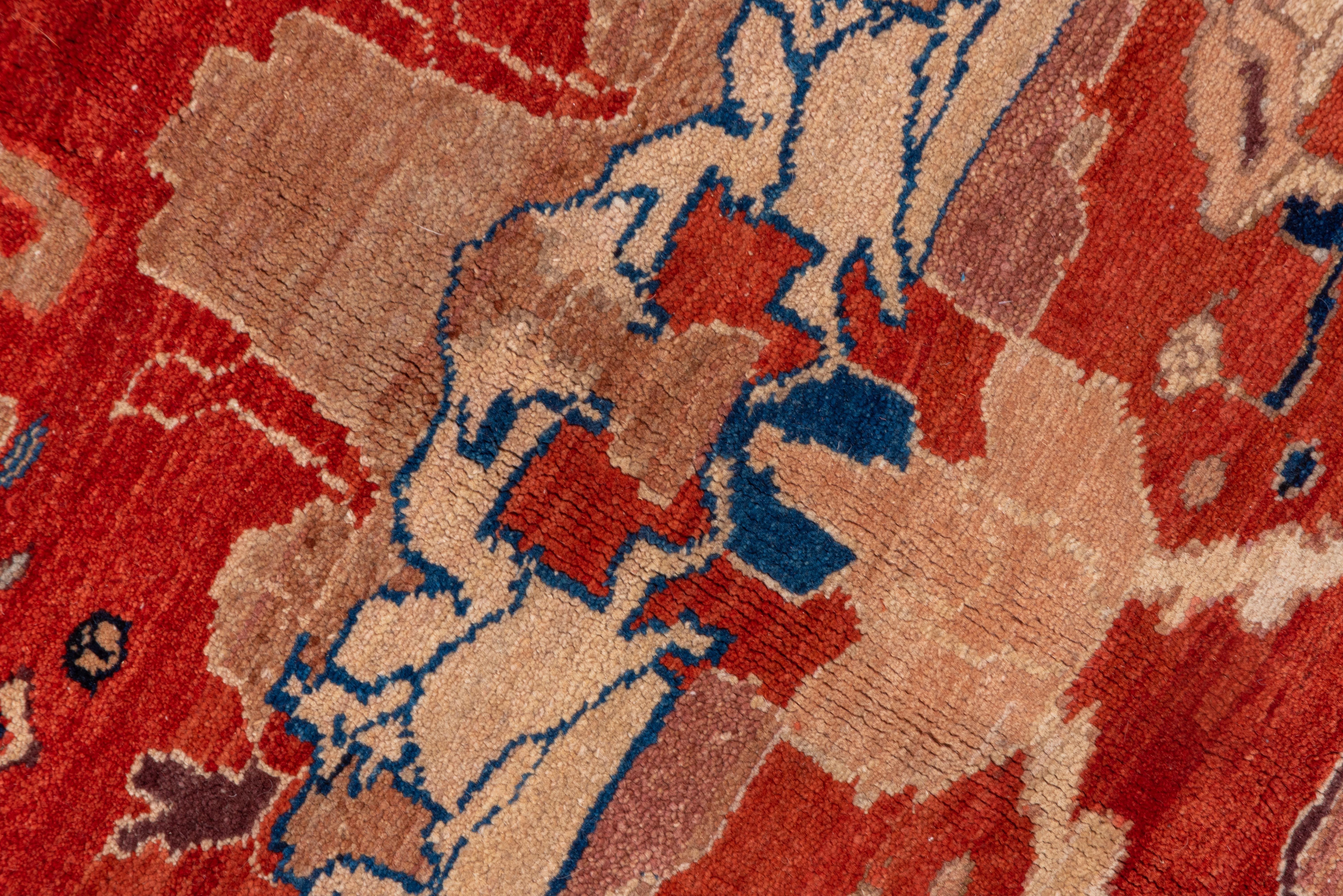 Lana Sultanabad Rugs d'epoca con campo rosso ruggine e motivi di medaglioni Heriz in scala maggiore in vendita