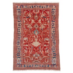 Sultanabad Rugs d'epoca con campo rosso ruggine e motivi di medaglioni Heriz in scala maggiore