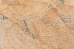Vintage Sultanabad Rug Soft Coral Medallion Design with Pale Blue Accents