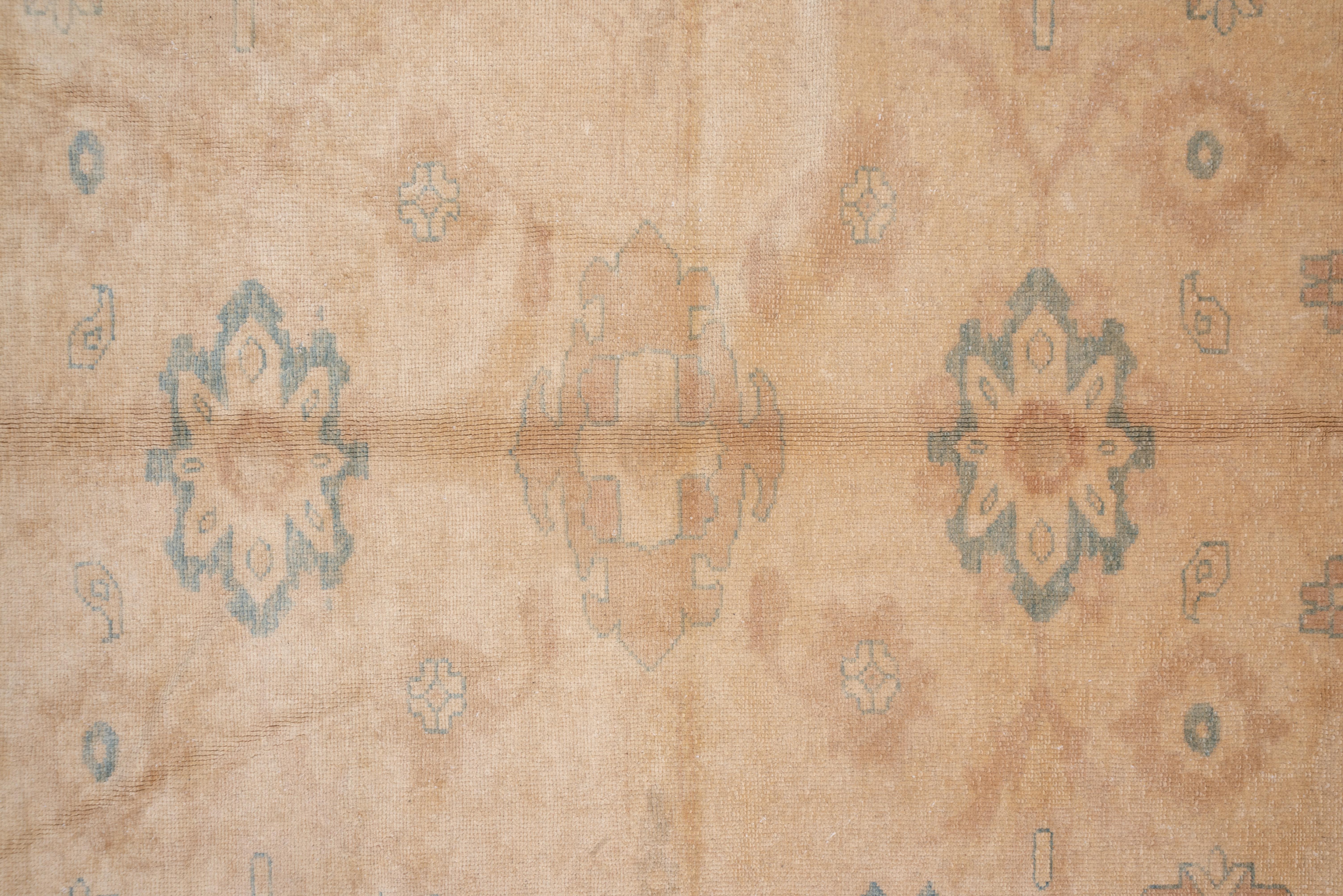 Vintage Sultanabad Rugs Weiches Korallenmedaillon-Design mit blassblauen Akzenten im Angebot 1