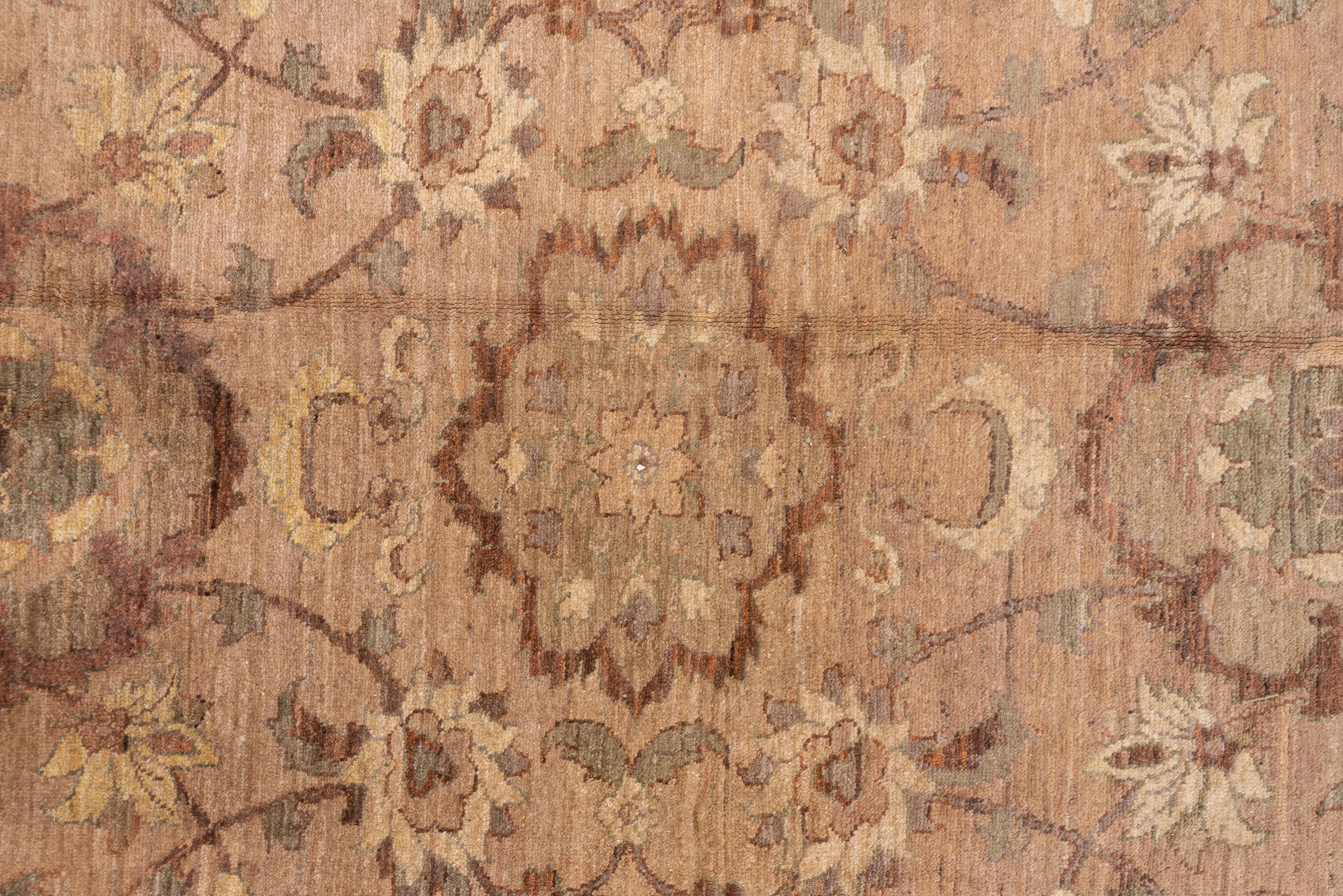 Vintage Sultanabad Rug Warm Clay Field with Scrolling Floral Palmettes For Sale 1