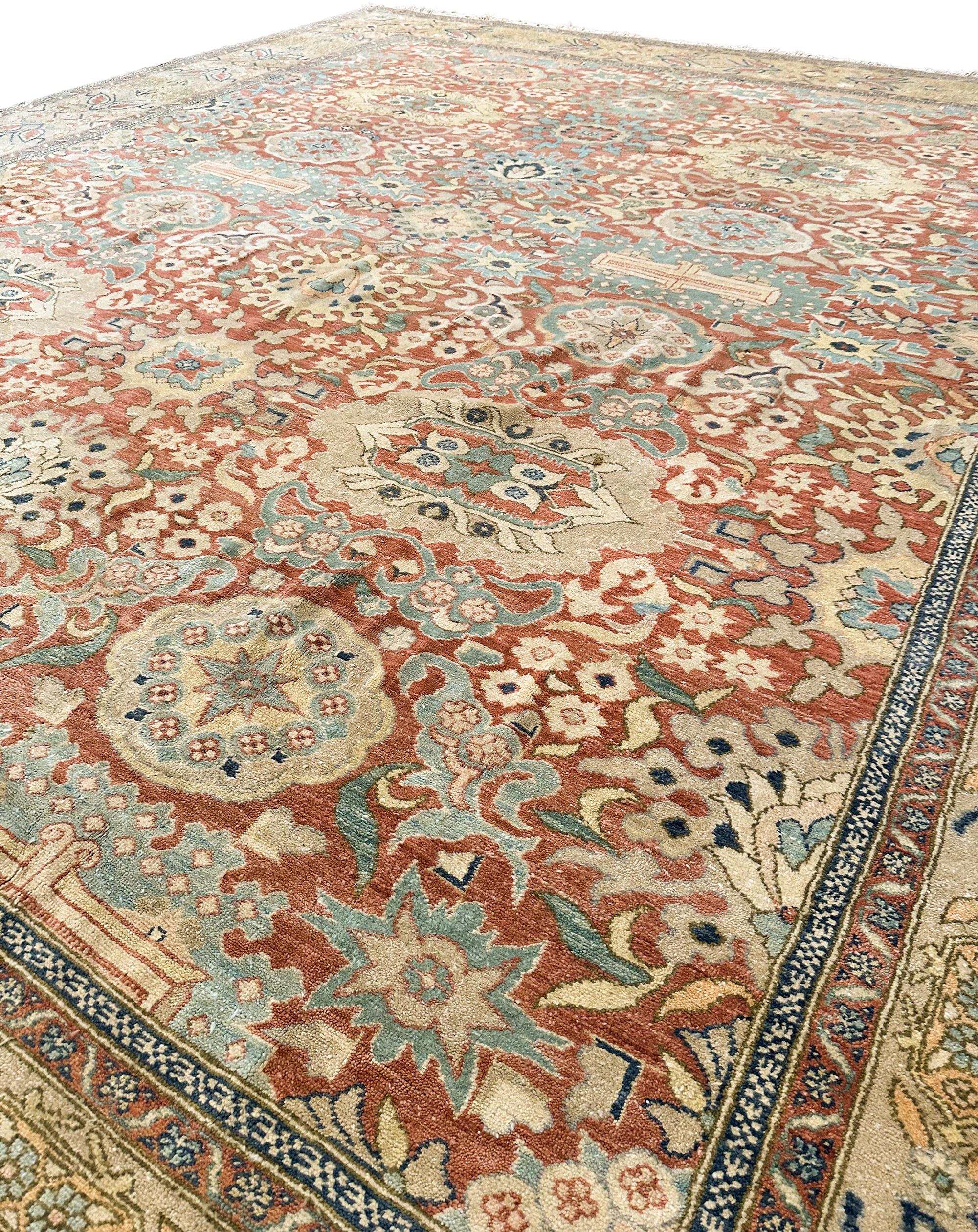 Vintage Sultanabadd Mahall Geometric Overall 13x15ft 404cm x 465cm For Sale 5
