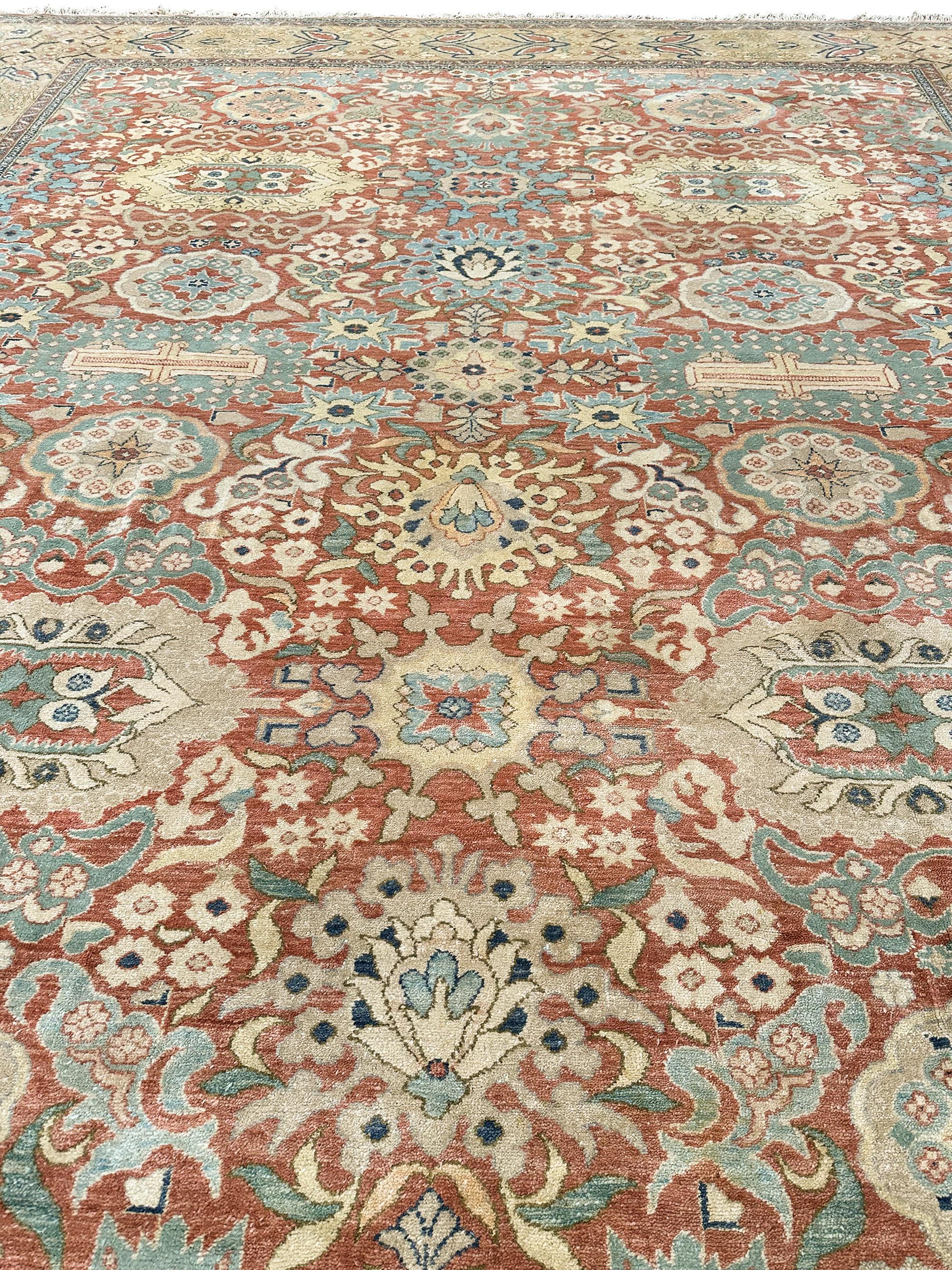 Vintage Mahal Sultanabad Rug Geometric Antique Rose/Rust 
13'3