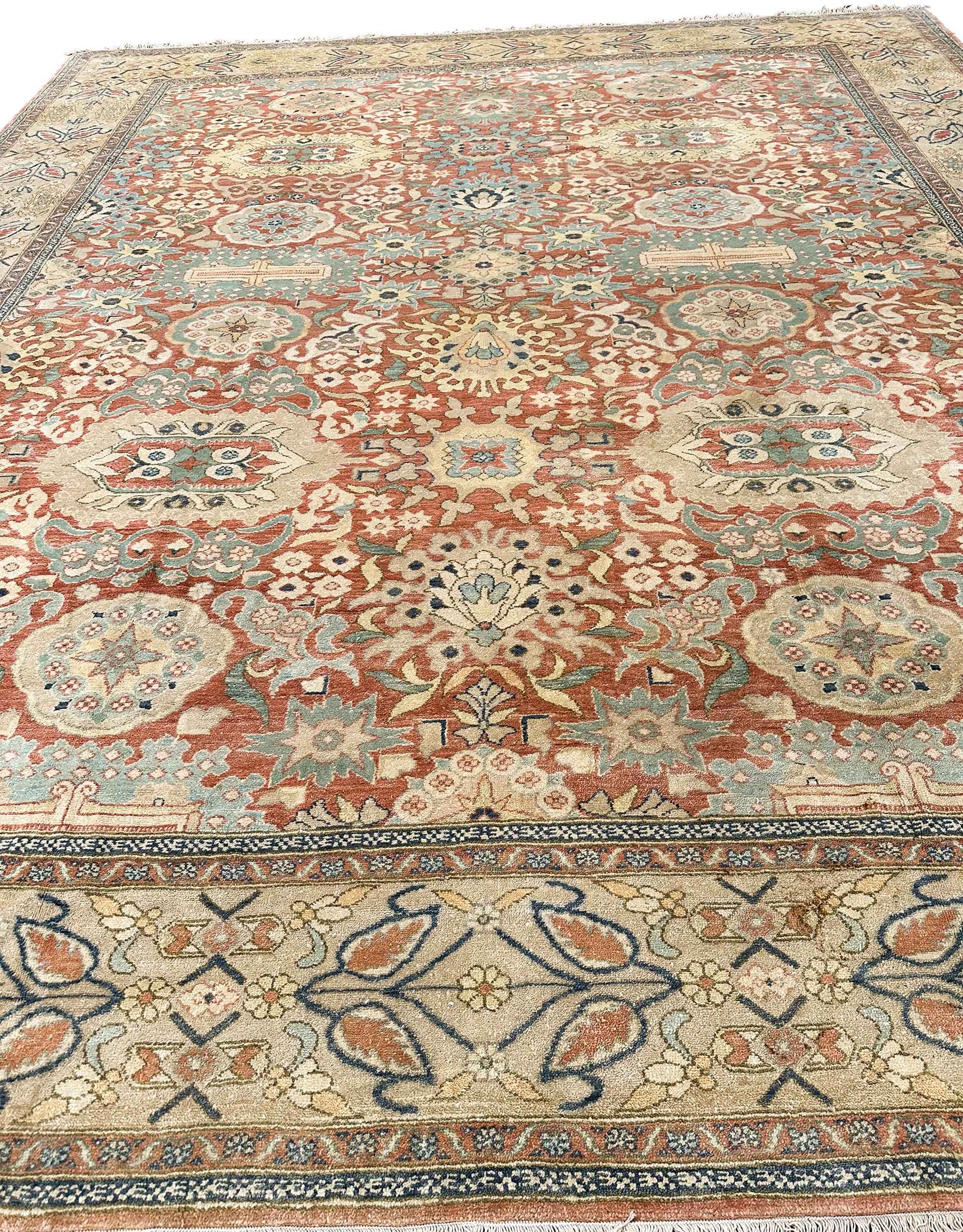 Turkish Vintage Sultanabadd Mahall Geometric Overall 13x15ft 404cm x 465cm For Sale