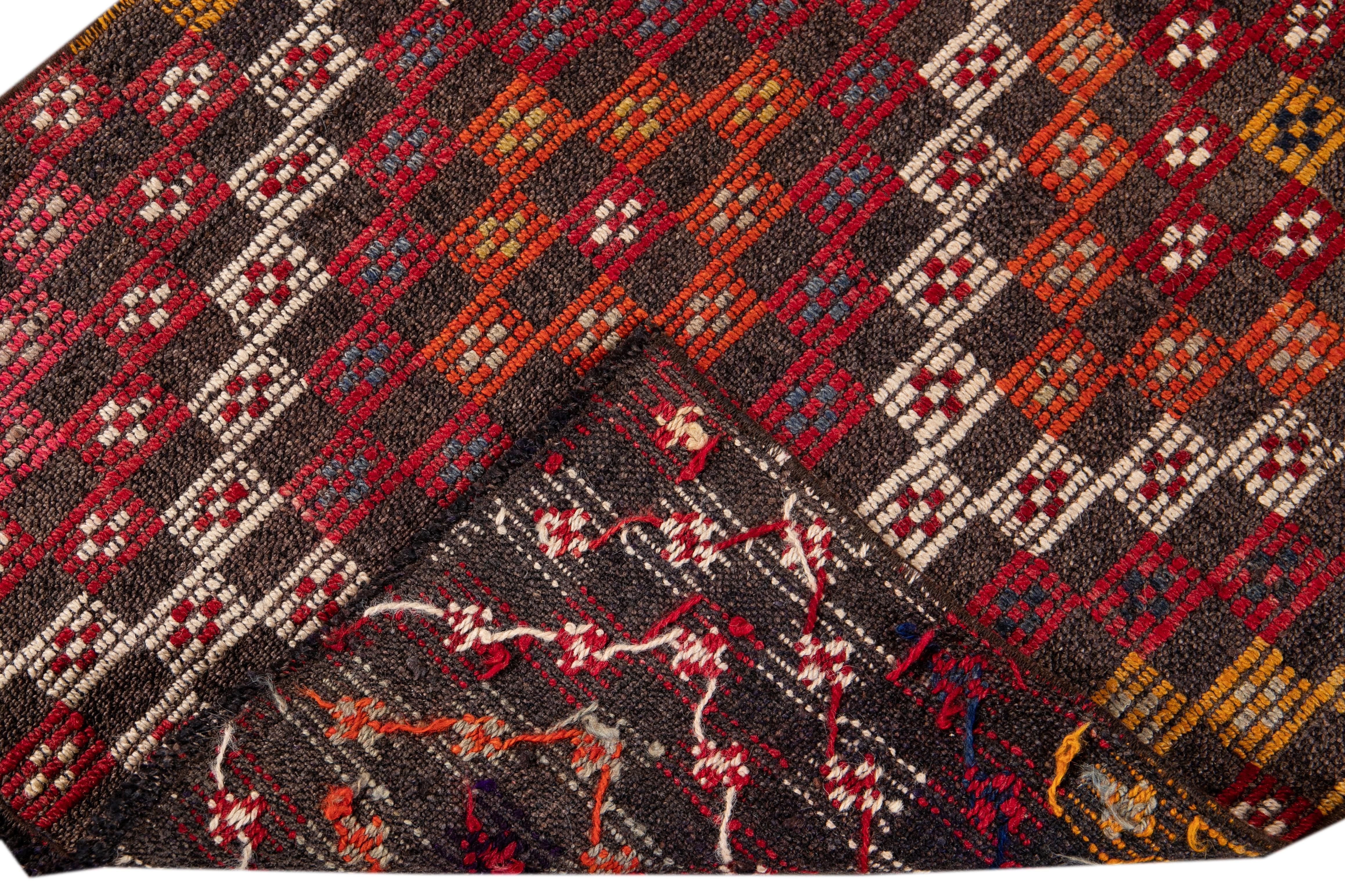 Hand-Knotted Vintage Sumakh Wool Runner