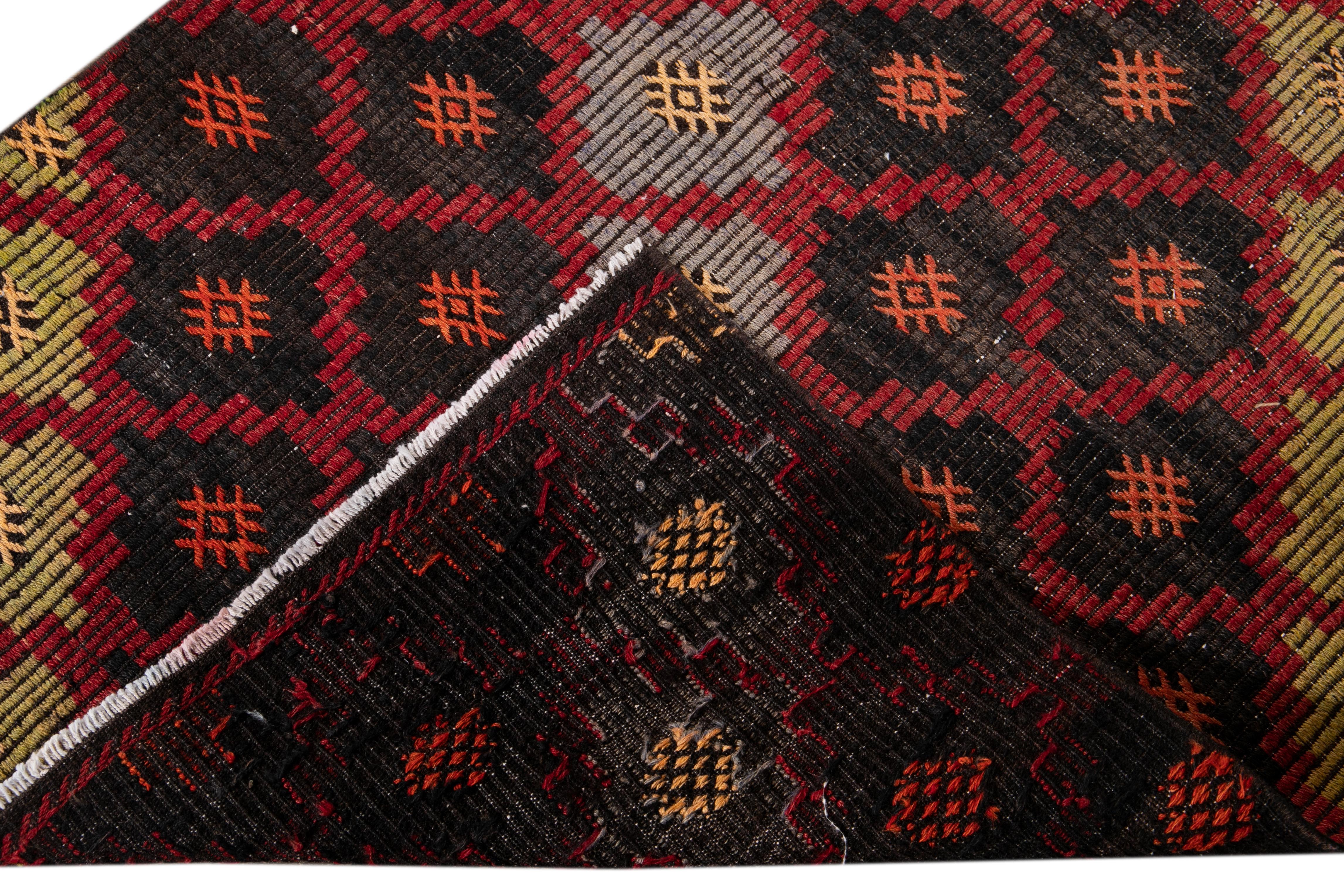 Hand-Knotted Vintage Sumakh Wool Runner For Sale