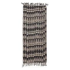 Textil vintage guatemalteco de ikat azul y blanco