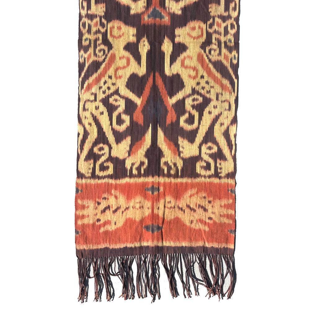 Vintage Sumba Slendang Paño de Hombro/Escarpa/Colgante de Pared con Diseño de Animales Indonesio en venta