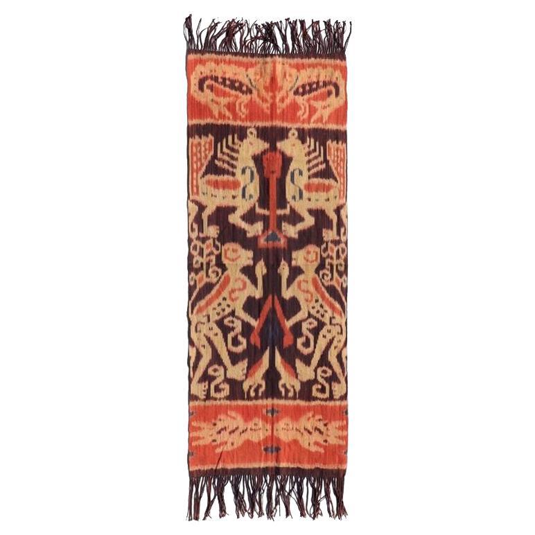 Sumba Slendang bandoulière/foulière/ tenture murale vintage avec motif animal