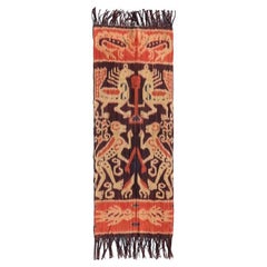 Sumba Slendang bandoulière/foulière/ tenture murale vintage avec motif animal