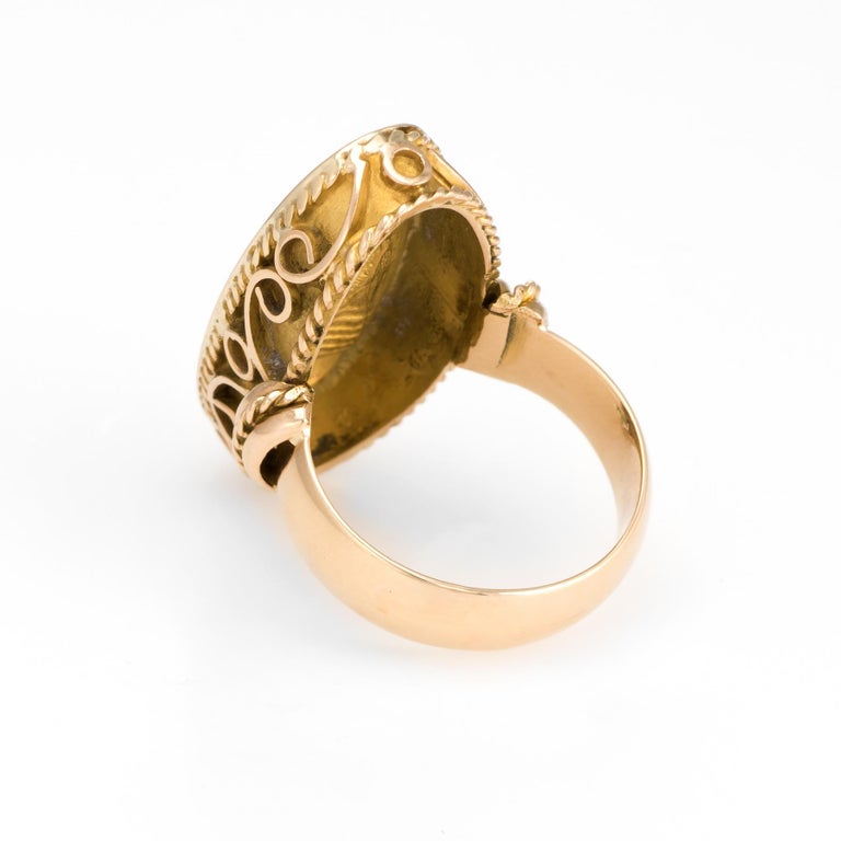 Vintage Sumerian Goddess Ring 18 Karat Gold Anunnaki Oval Cocktail ...