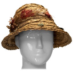 Chapeau de paille vintage d'été vintage