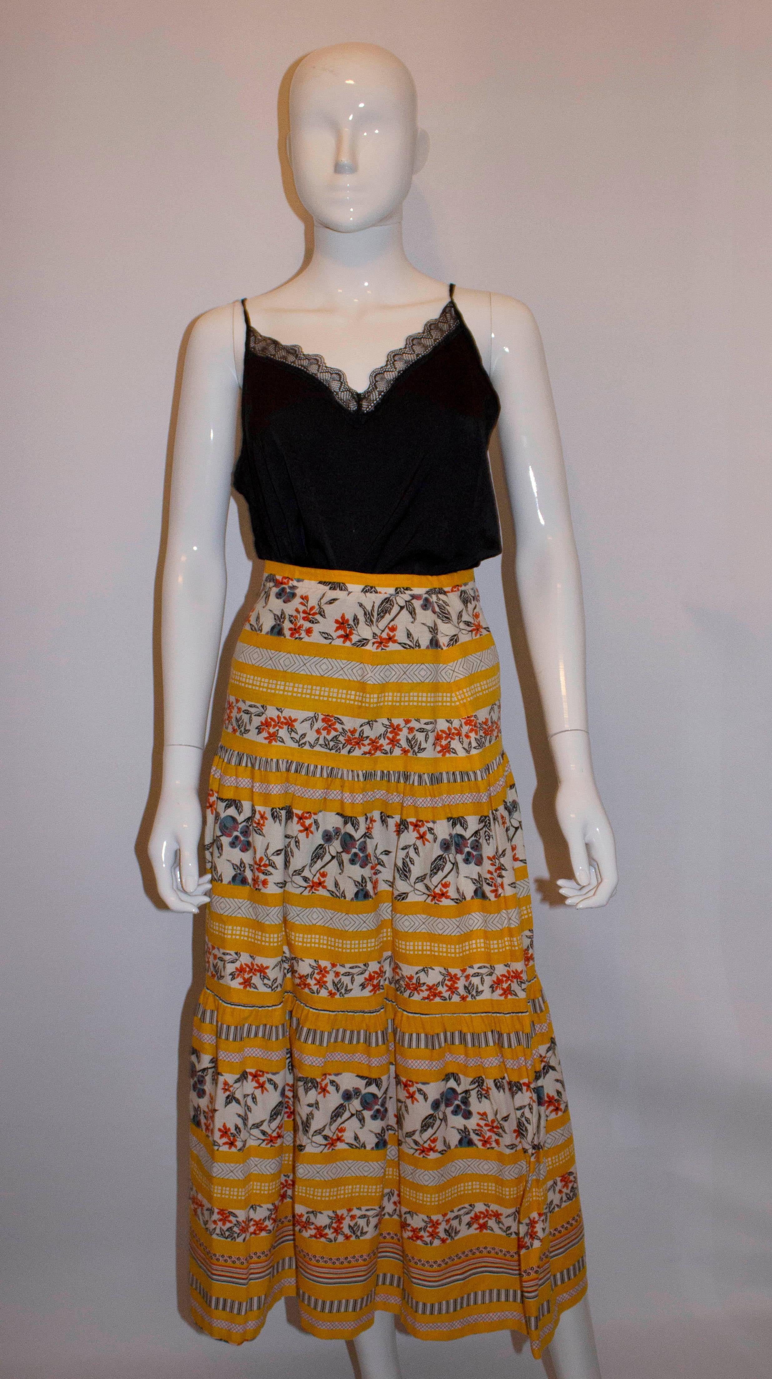 Brown Vintage Summer Tiered Skirt For Sale