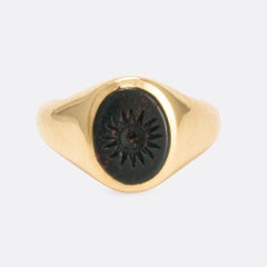 Vintage "Sun & Acorn" Bloodstone Intaglio Signet Ring