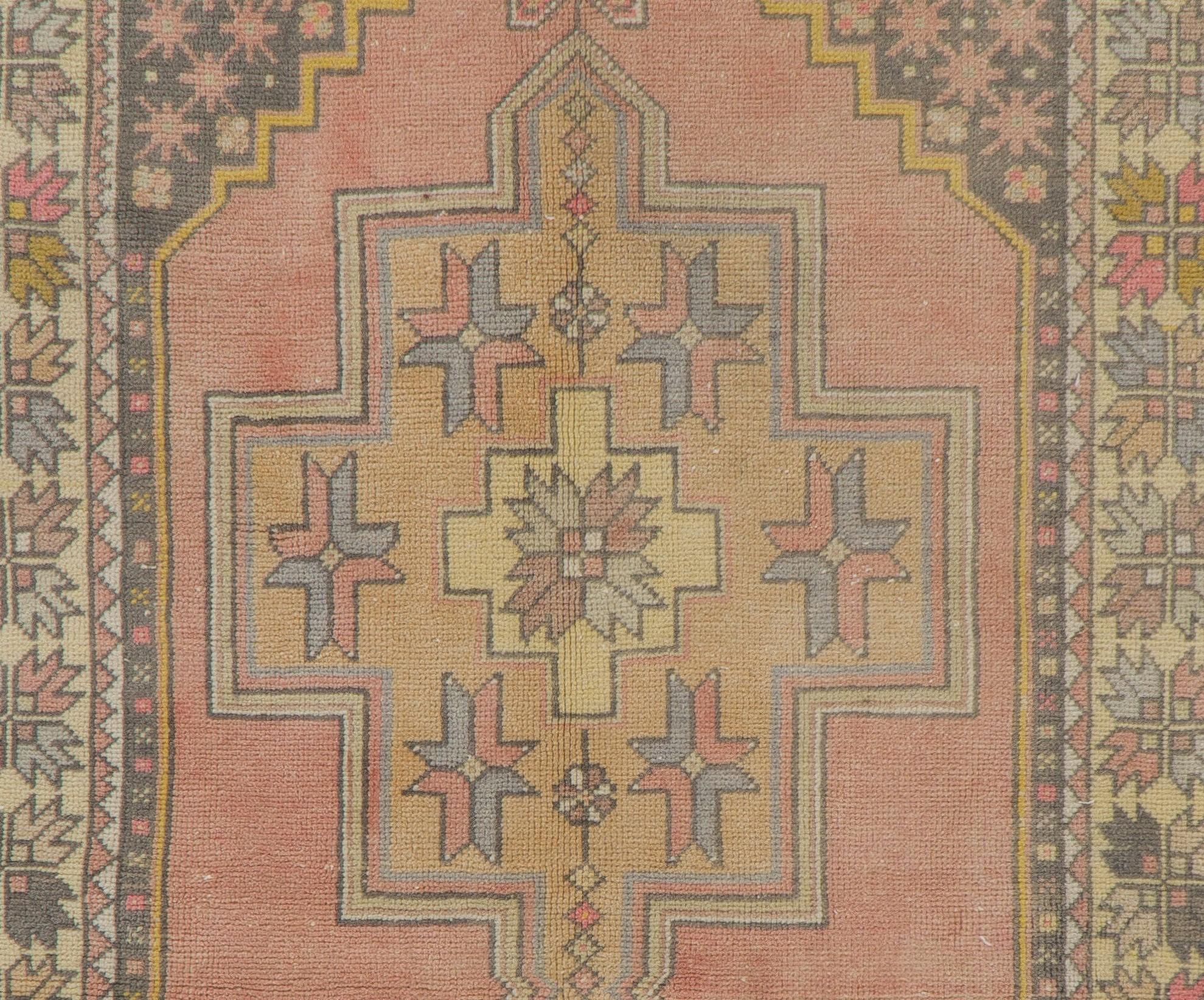 Alfombra Oriental Vintage de 4x8,7 Pies en Colores Suaves, Alfombra Tradicional de Lana Hecha a Mano Turco en venta