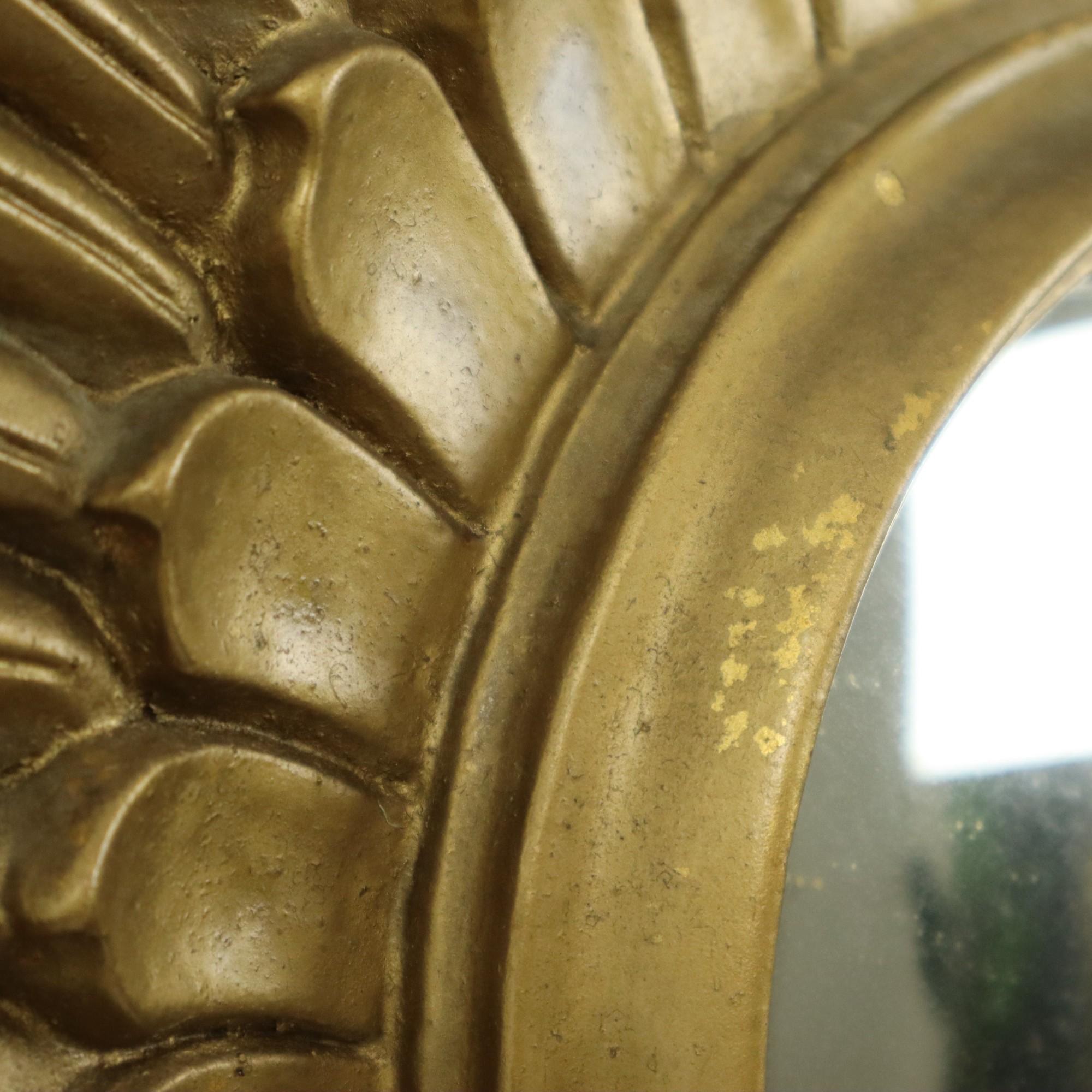 Vintage Sun Mirror Sunburst Spiegel konvex Gold Harz 42cm im Angebot 7