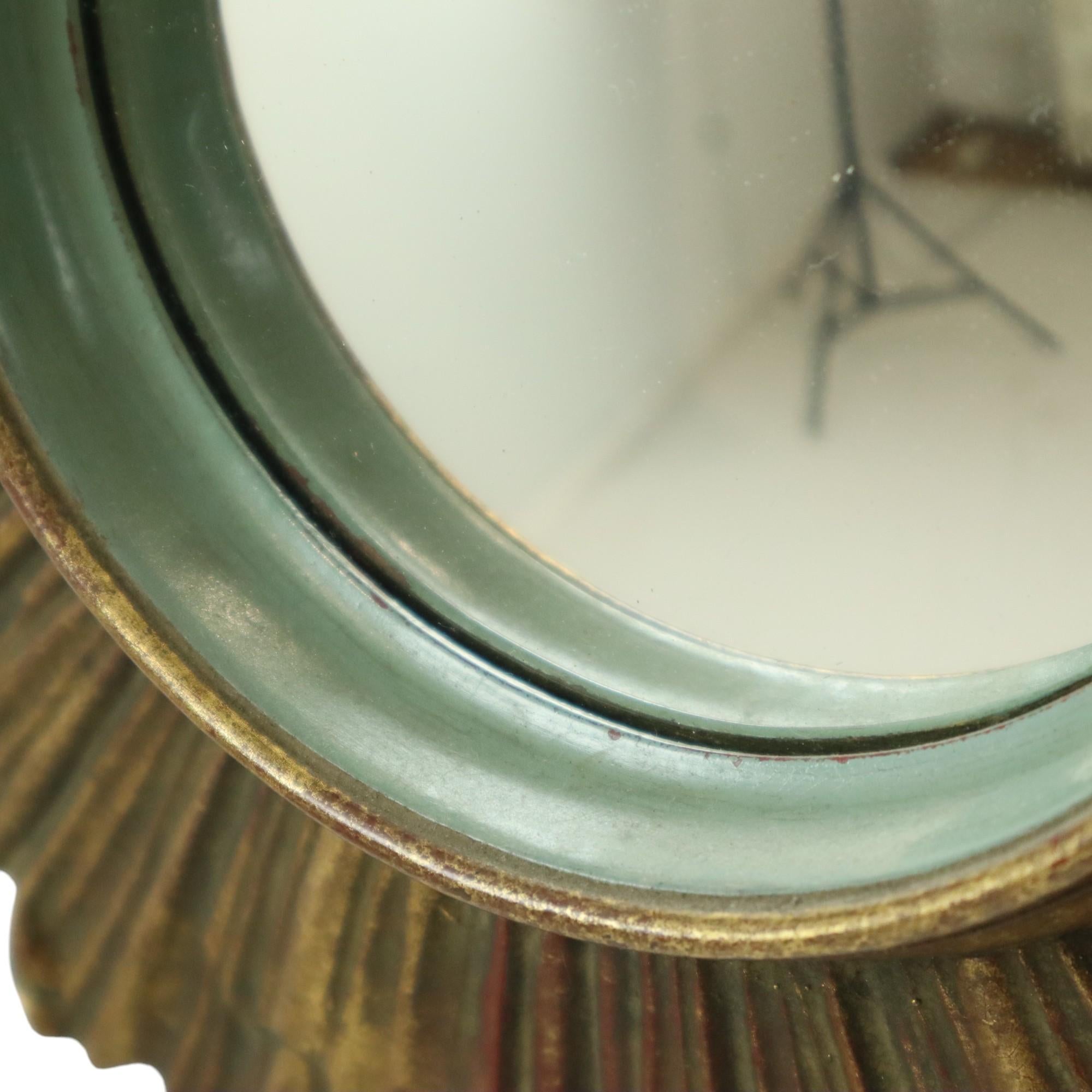 Specchio solare vintage Sunburst Mirror Deknudt Convex 33cm in vendita 3