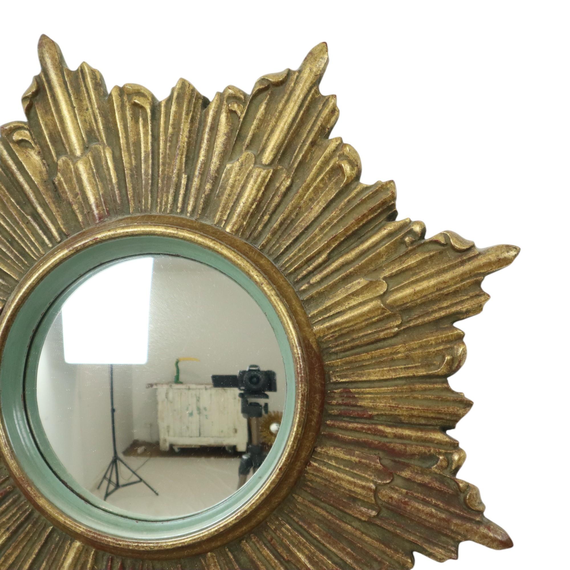 Belga Specchio solare vintage Sunburst Mirror Deknudt Convex 33cm in vendita