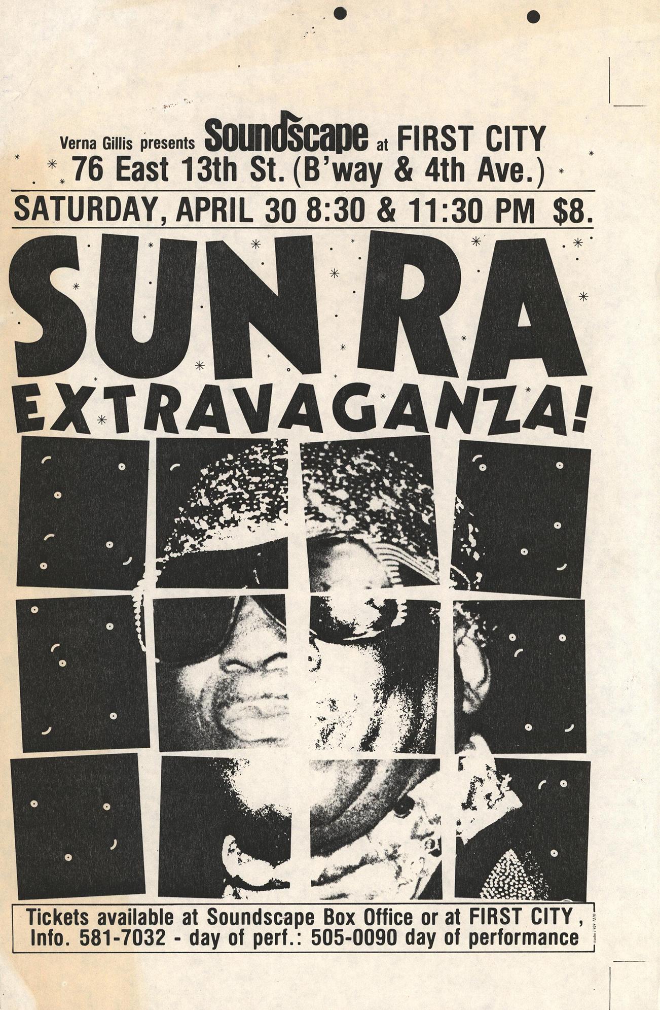 Folleto vintage de concierto de Sun Ra (Sun Ra Nueva York) finales del siglo XX